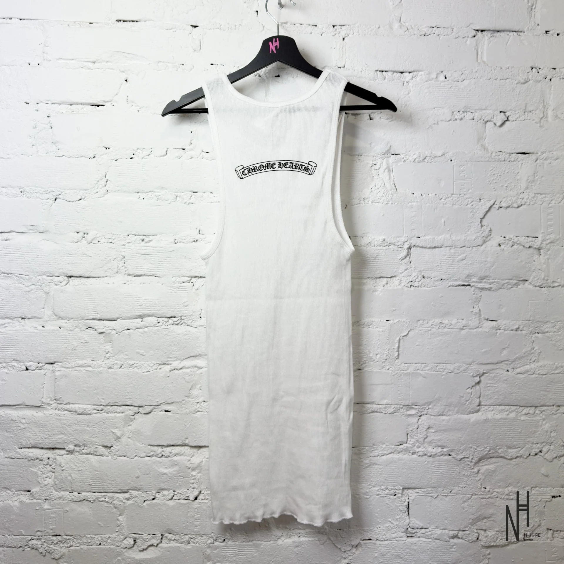 Chrome Hearts Scroll Logo Rib Tank White - Image 4