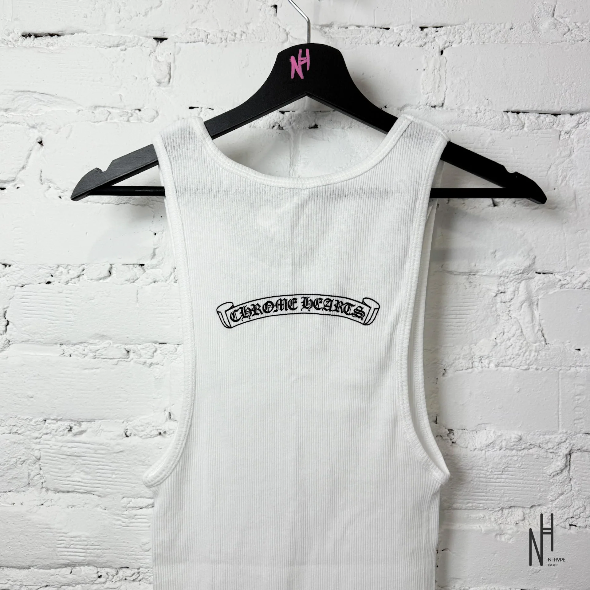 Chrome Hearts Scroll Logo Rib Tank White - Image 5