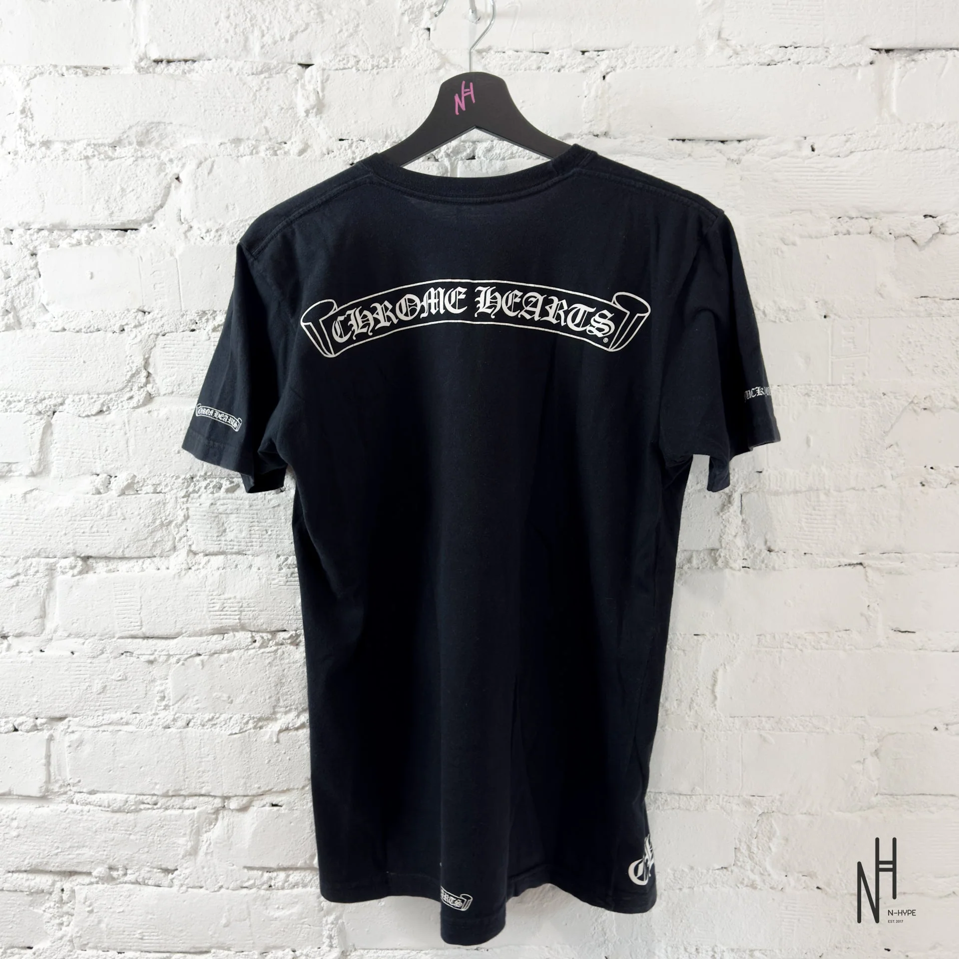 Chrome Hearts Scroll Logo Tee Black - Image 3