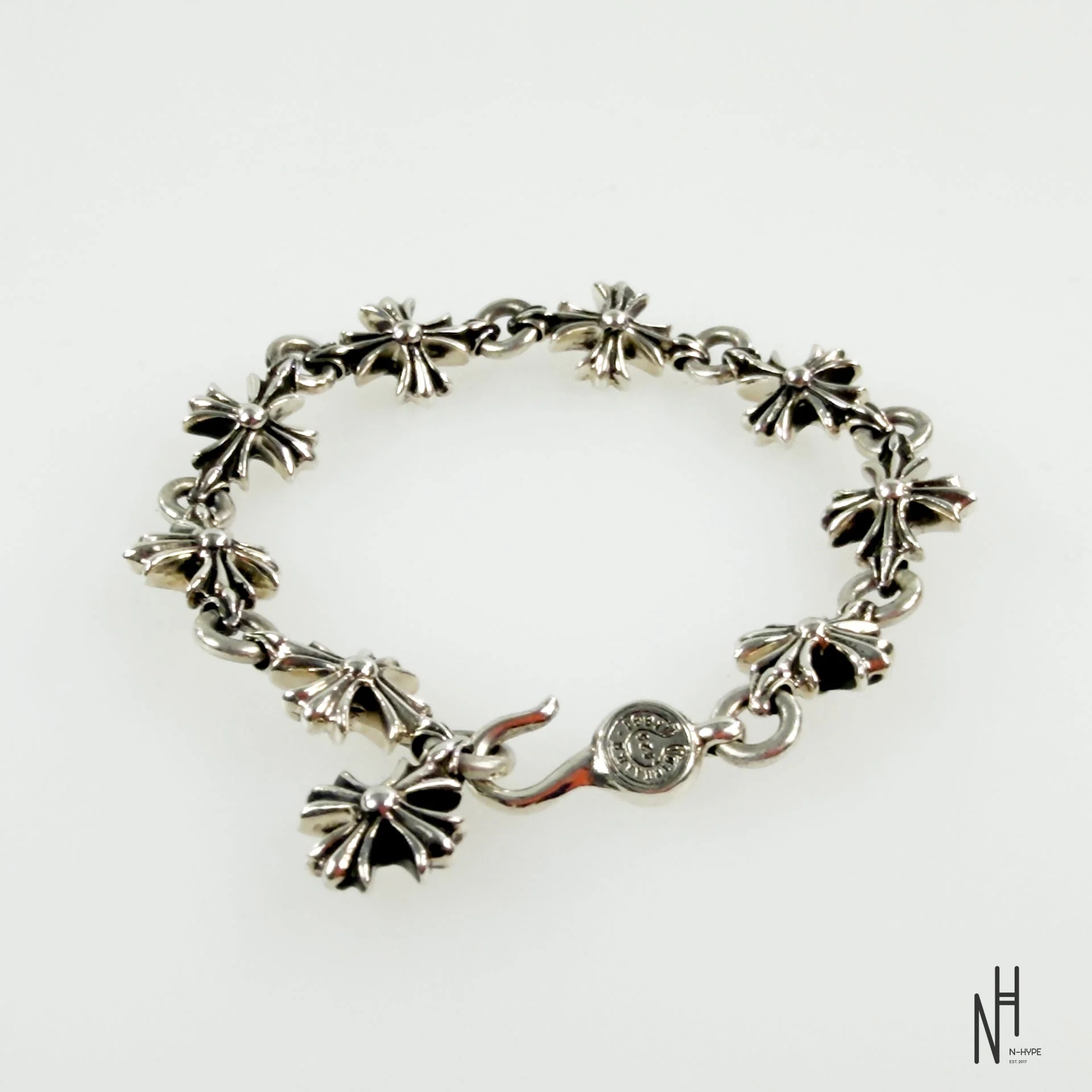 Chrome Hearts Silver Cut Out Plus Hook Bracelet - Image 2