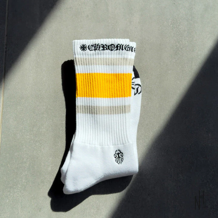 Chrome Hearts Stripe Socks Beige/Yellow/White - Image 2