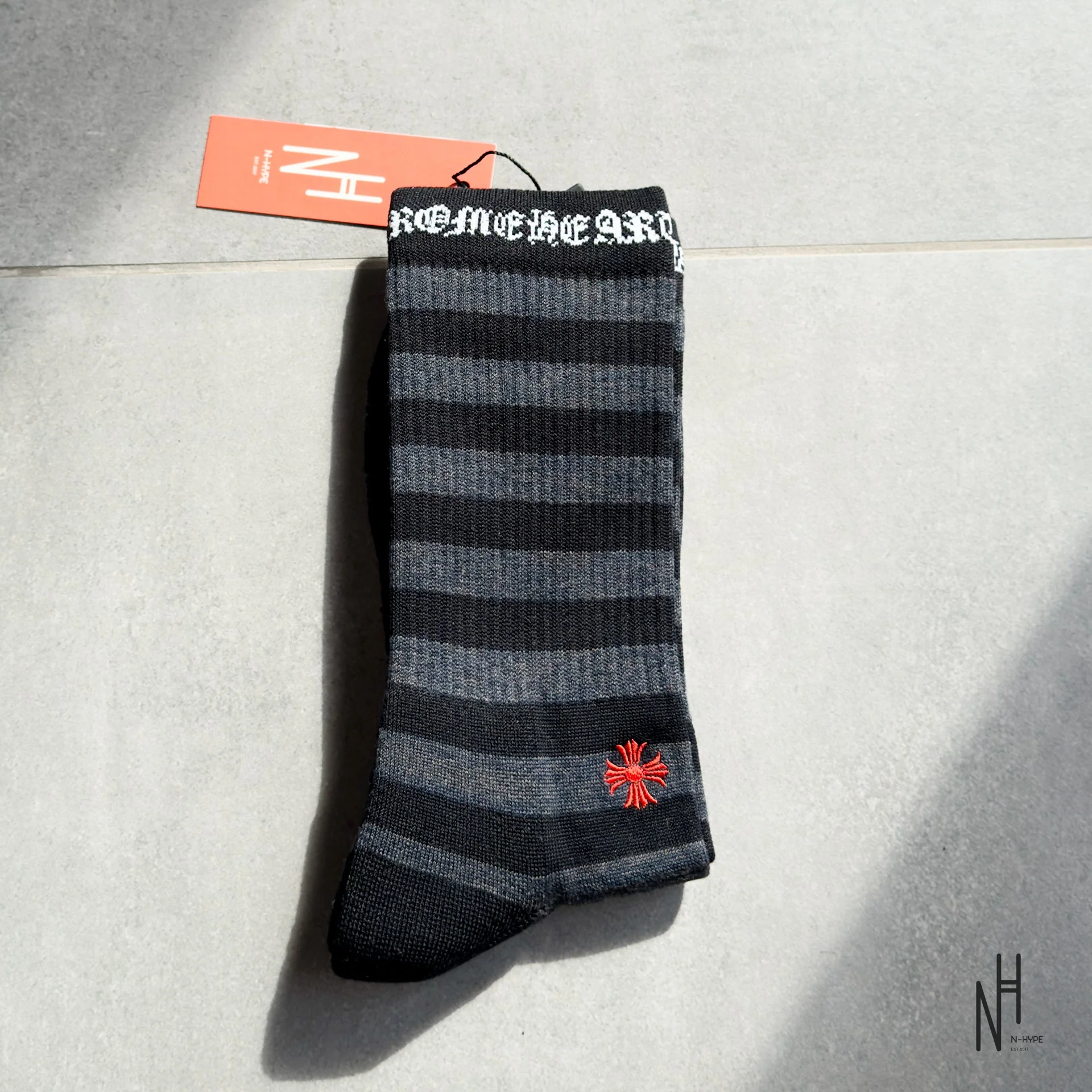 Chrome Hearts Stripe Socks Grey/Black - Image 2