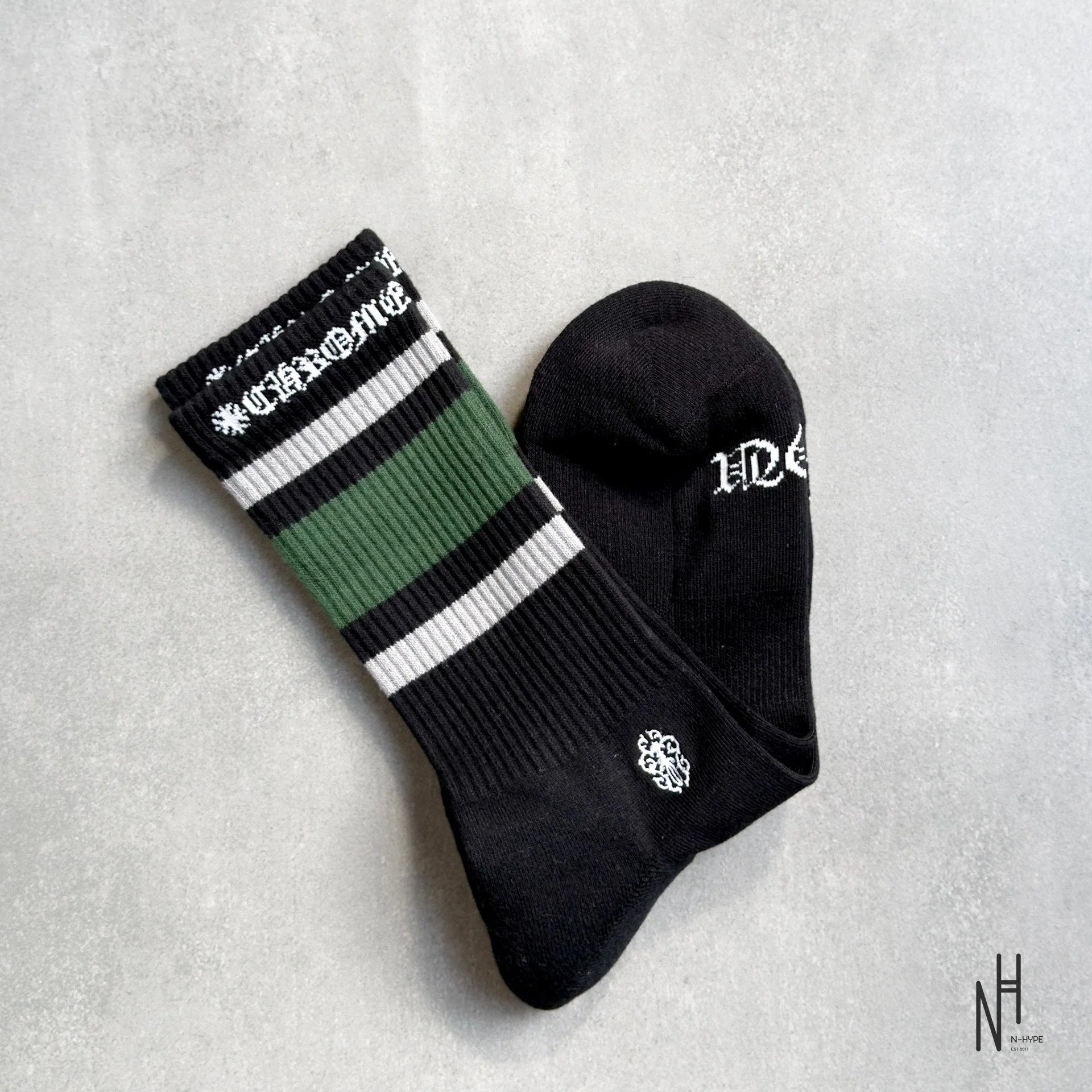 Chrome Hearts Stripe Socks Grey/Green/Black - Image 2