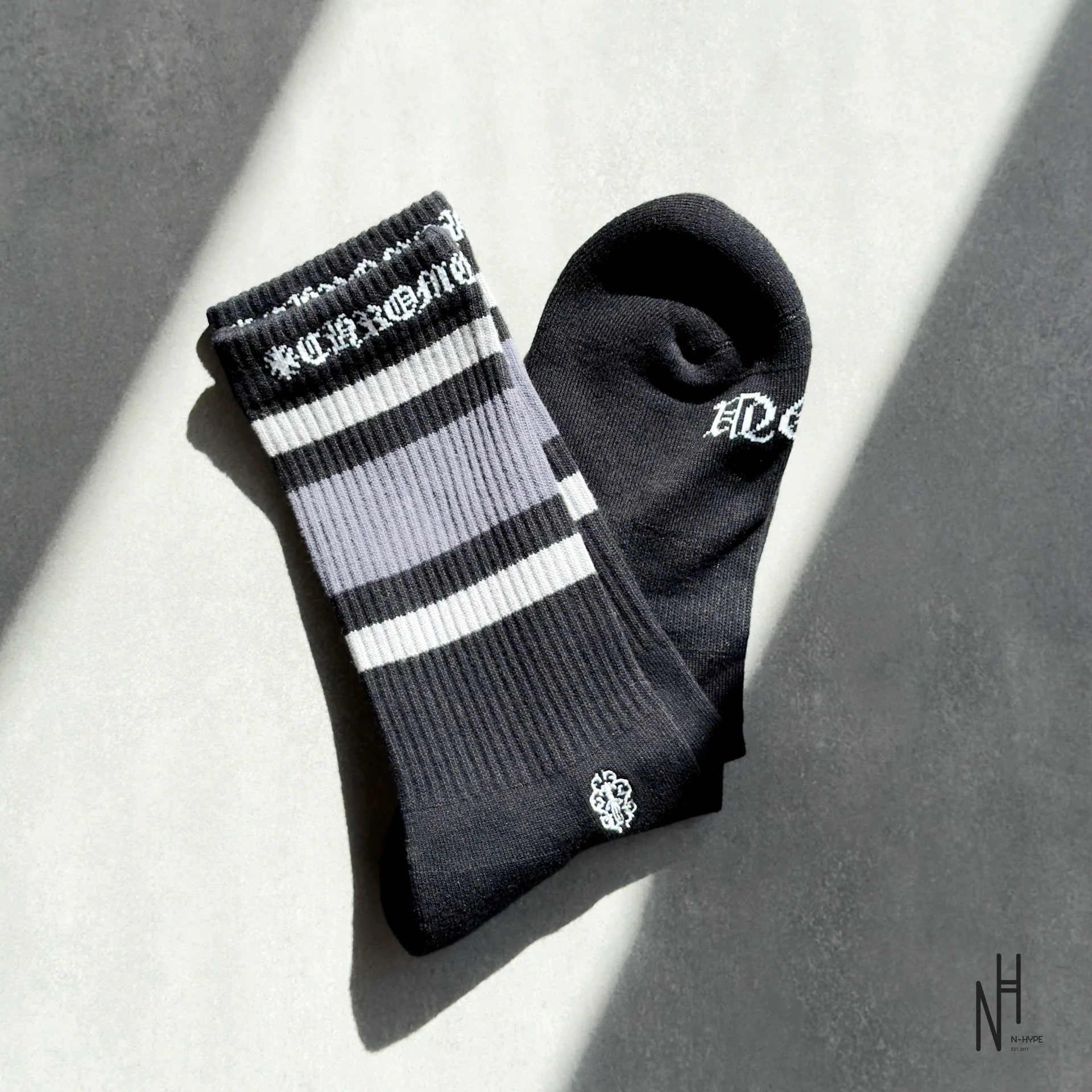 Chrome Hearts Stripe Socks Grey/Grey/Black - Image 2