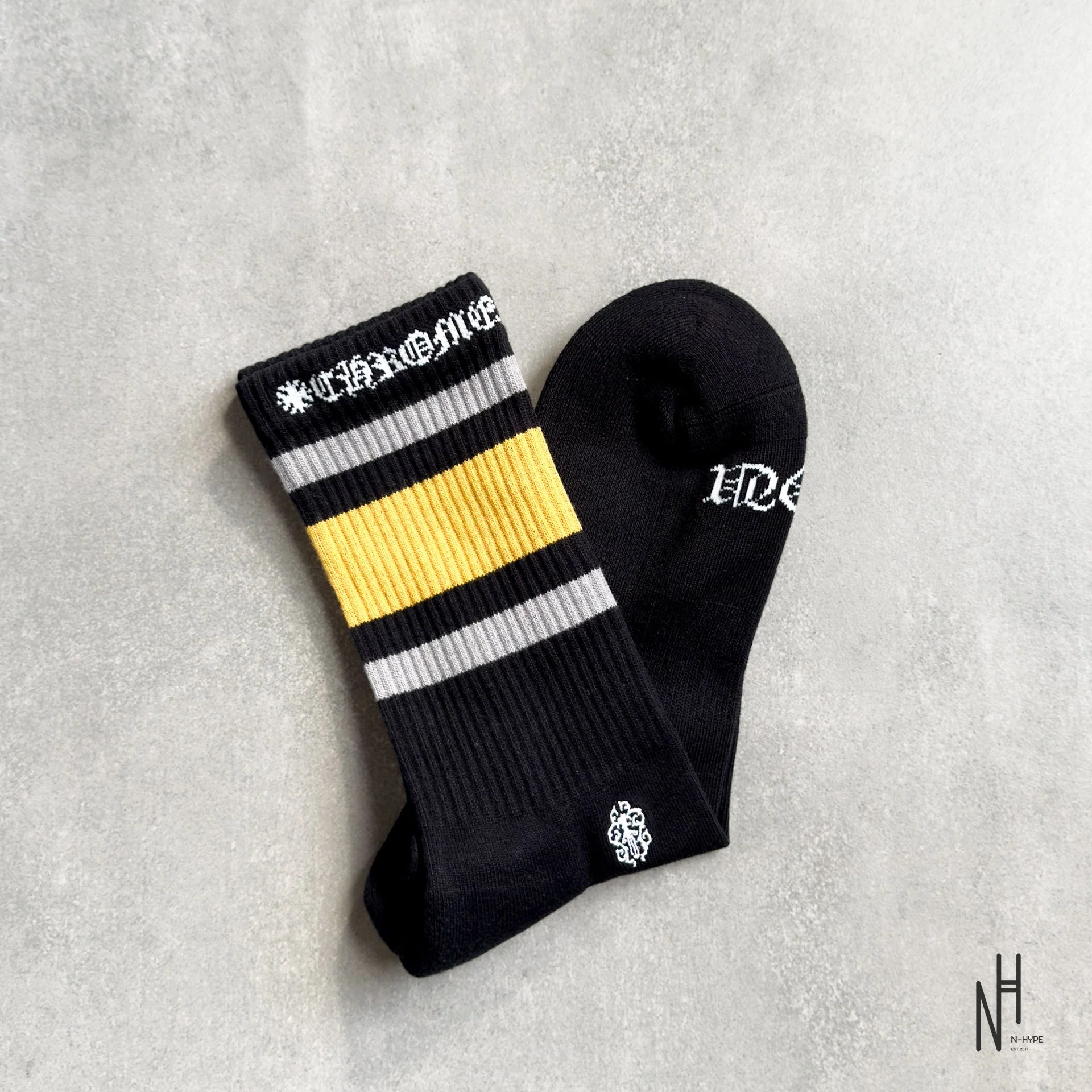 Chrome Hearts Stripe Socks Grey/Yellow/Black - Image 2