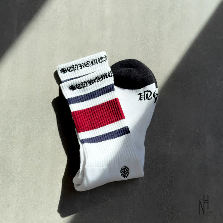 Chrome Hearts Stripe Socks Navy/Red/White - Image 2