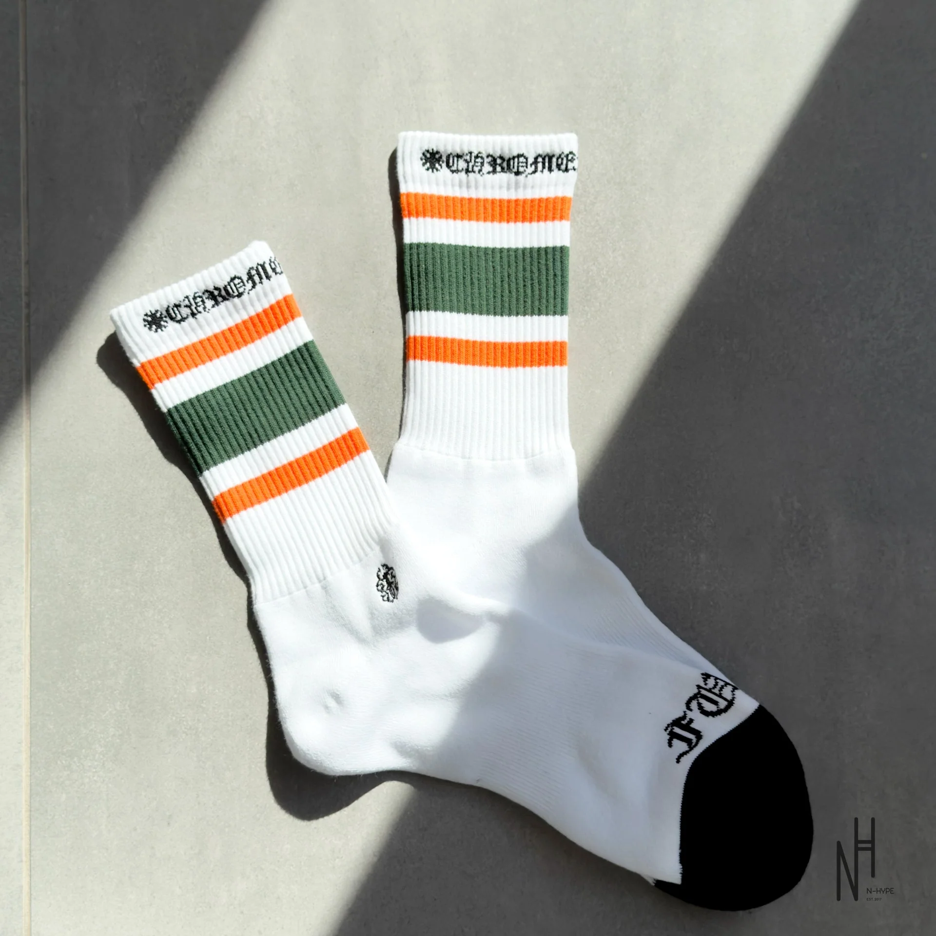 Chrome Hearts Stripe Socks Orange/Green/White - Image 2