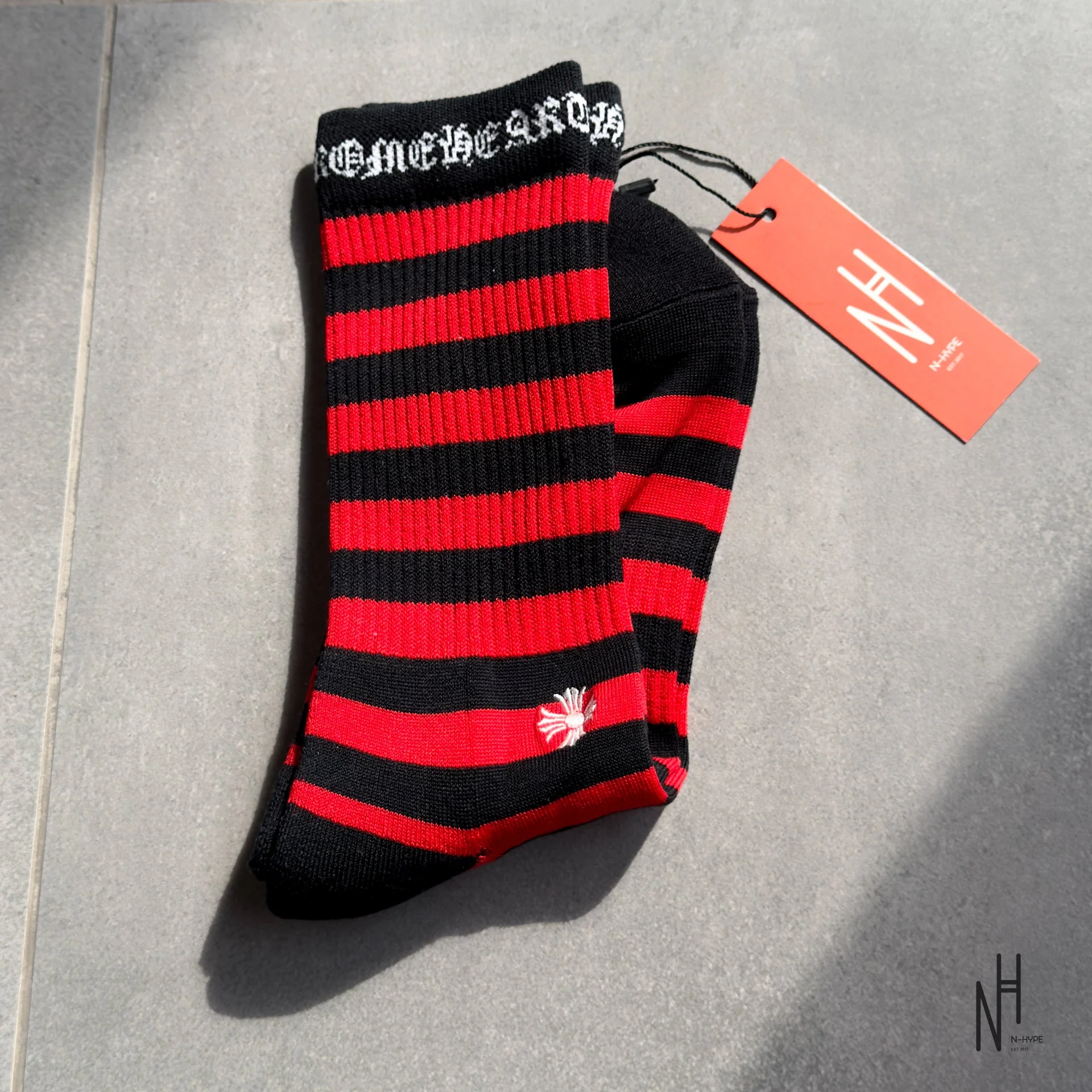 Chrome Hearts Stripe Socks Red/Black - Image 3