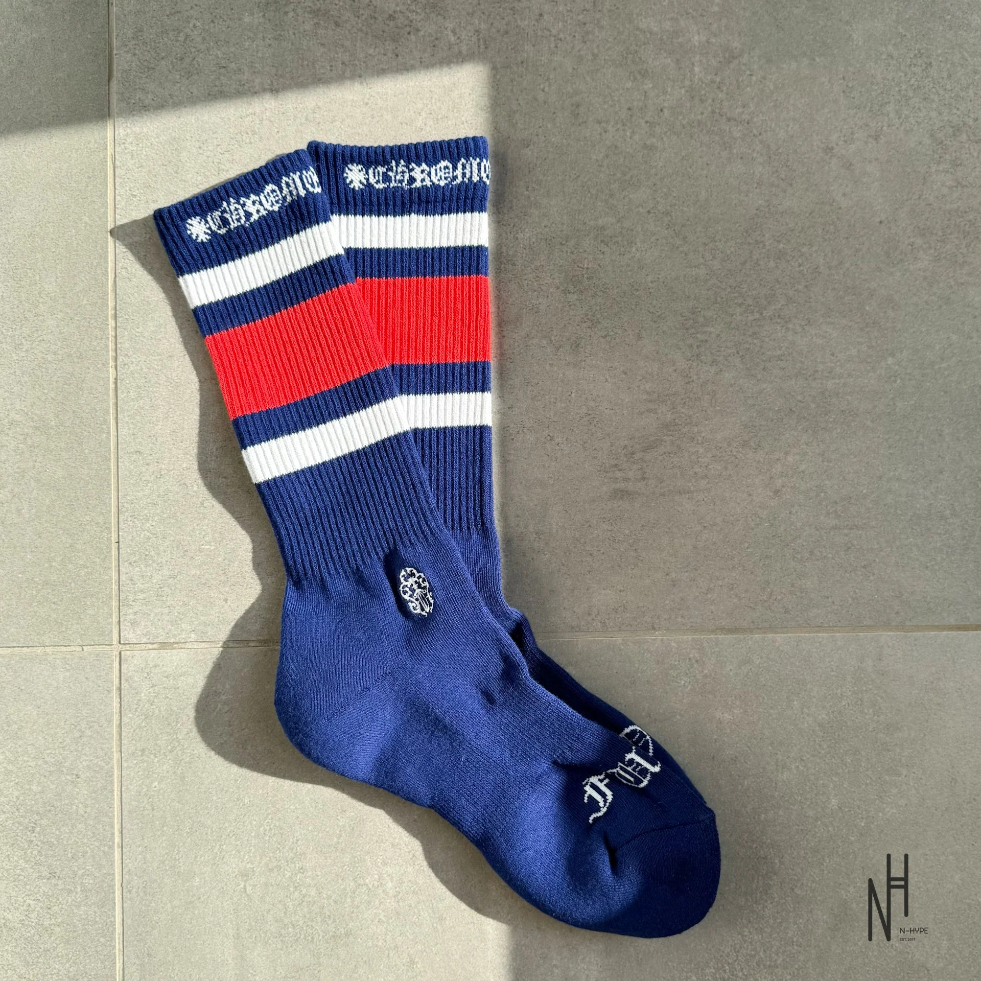 Chrome Hearts Stripe Socks Red/White/Navy - Image 3