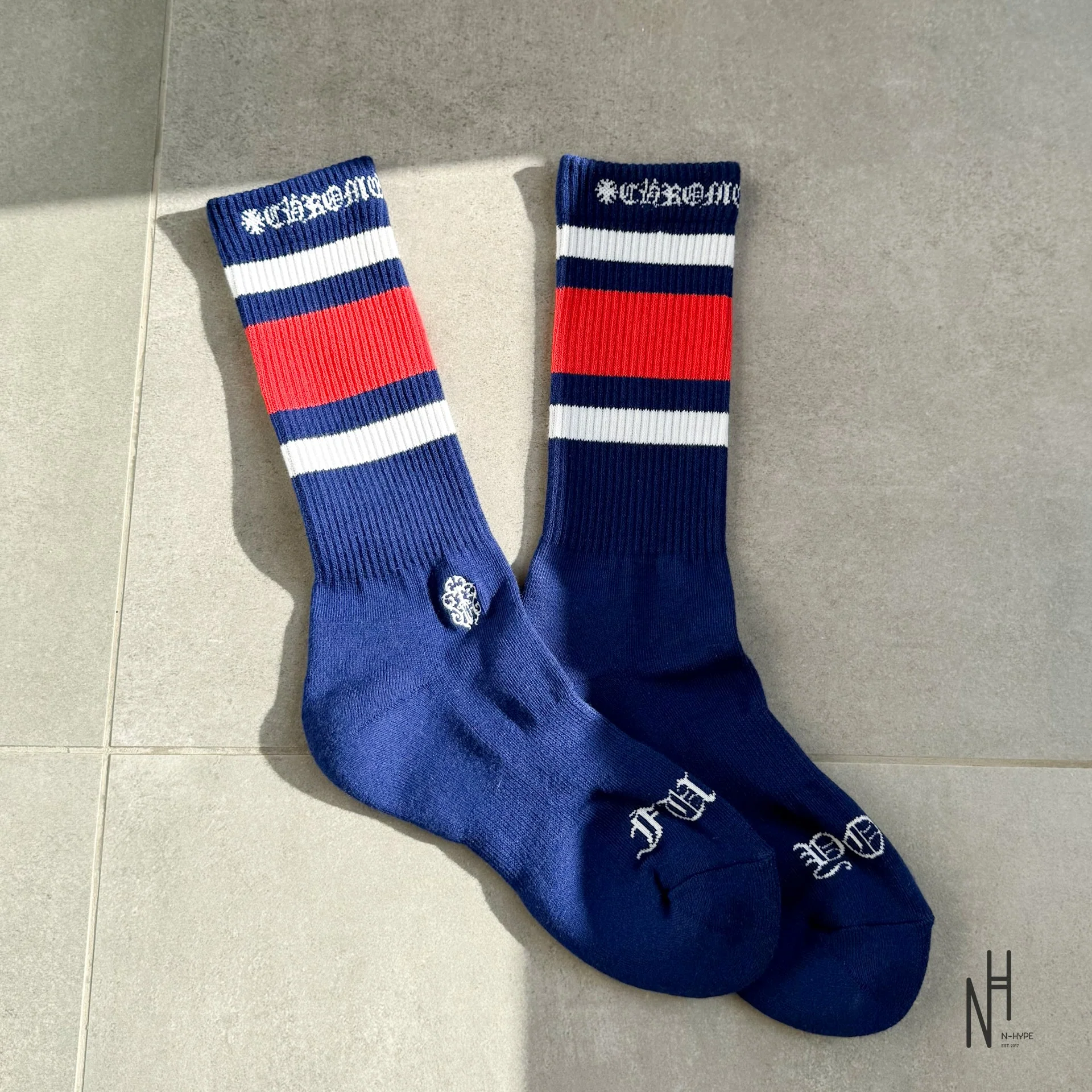 Chrome Hearts Stripe Socks Red/White/Navy - Image 4