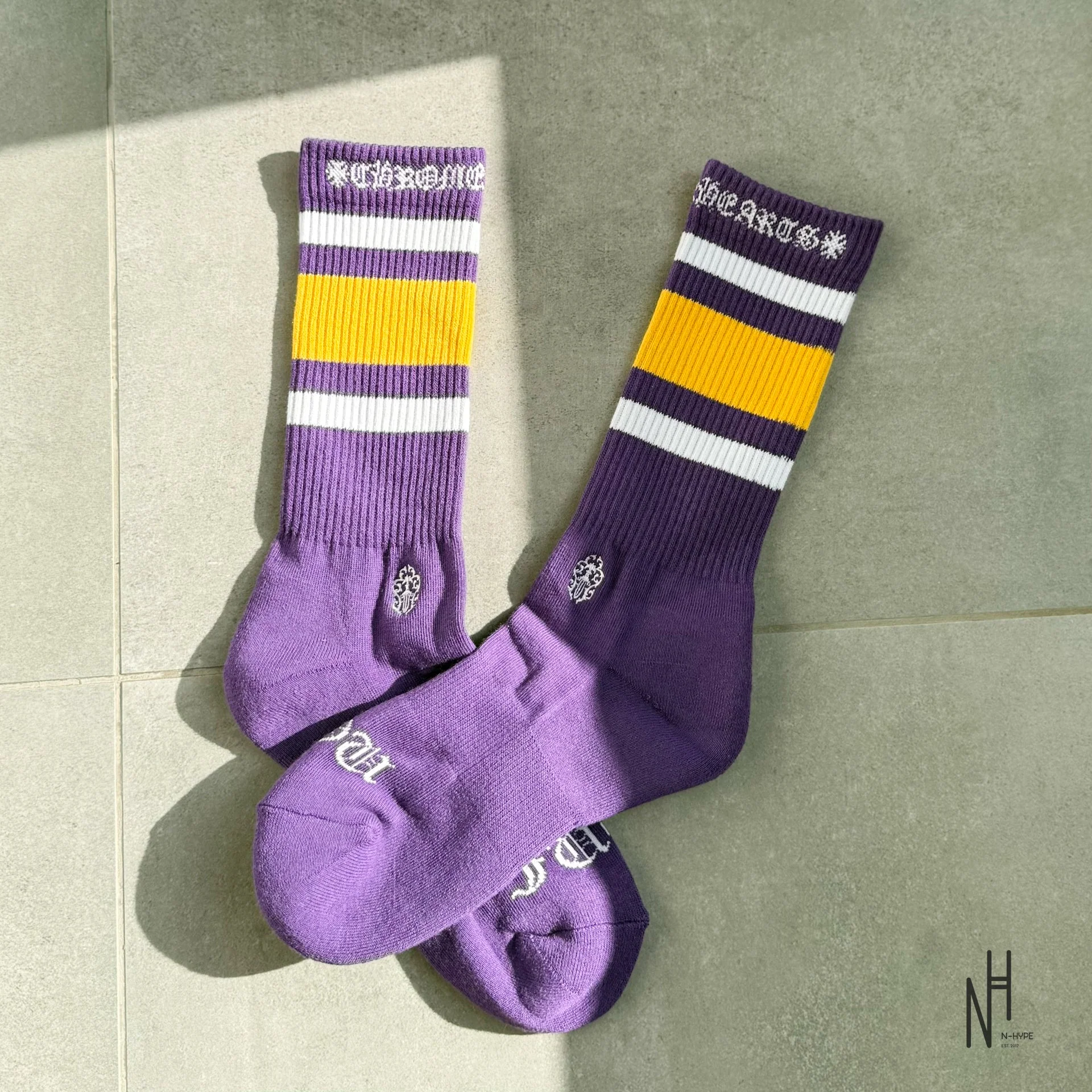 Chrome Hearts Stripe Socks Yellow/White/Violet - Image 2