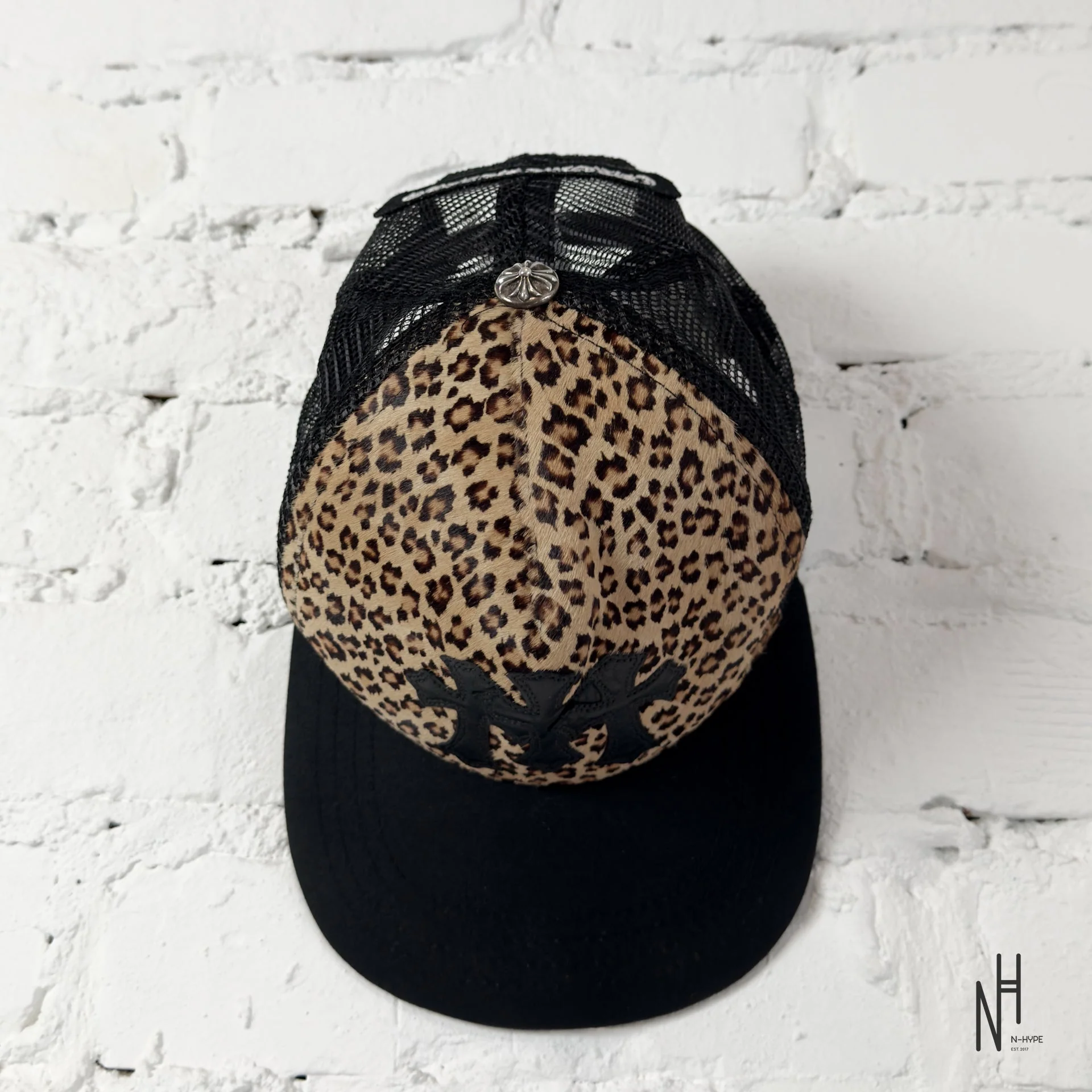 Chrome Hearts Triple Cross Patch Leopard Trucker Hat 'Multicolor' - Image 4