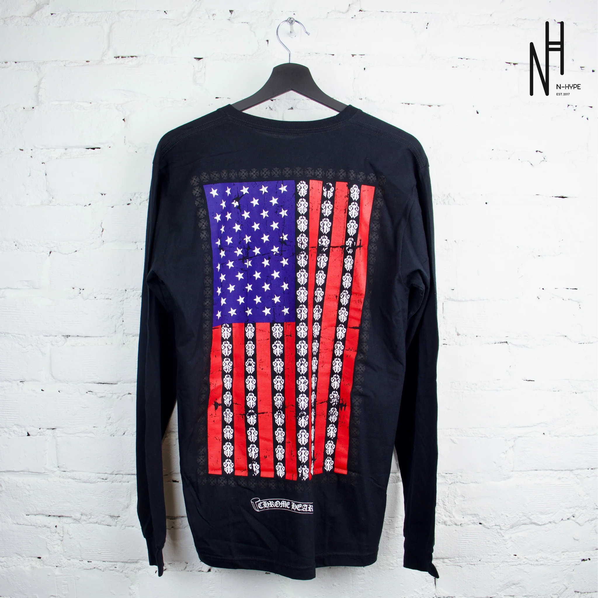 Chrome Hearts USA Flag Pocket Black Longsleeve Tshirt - Image 2
