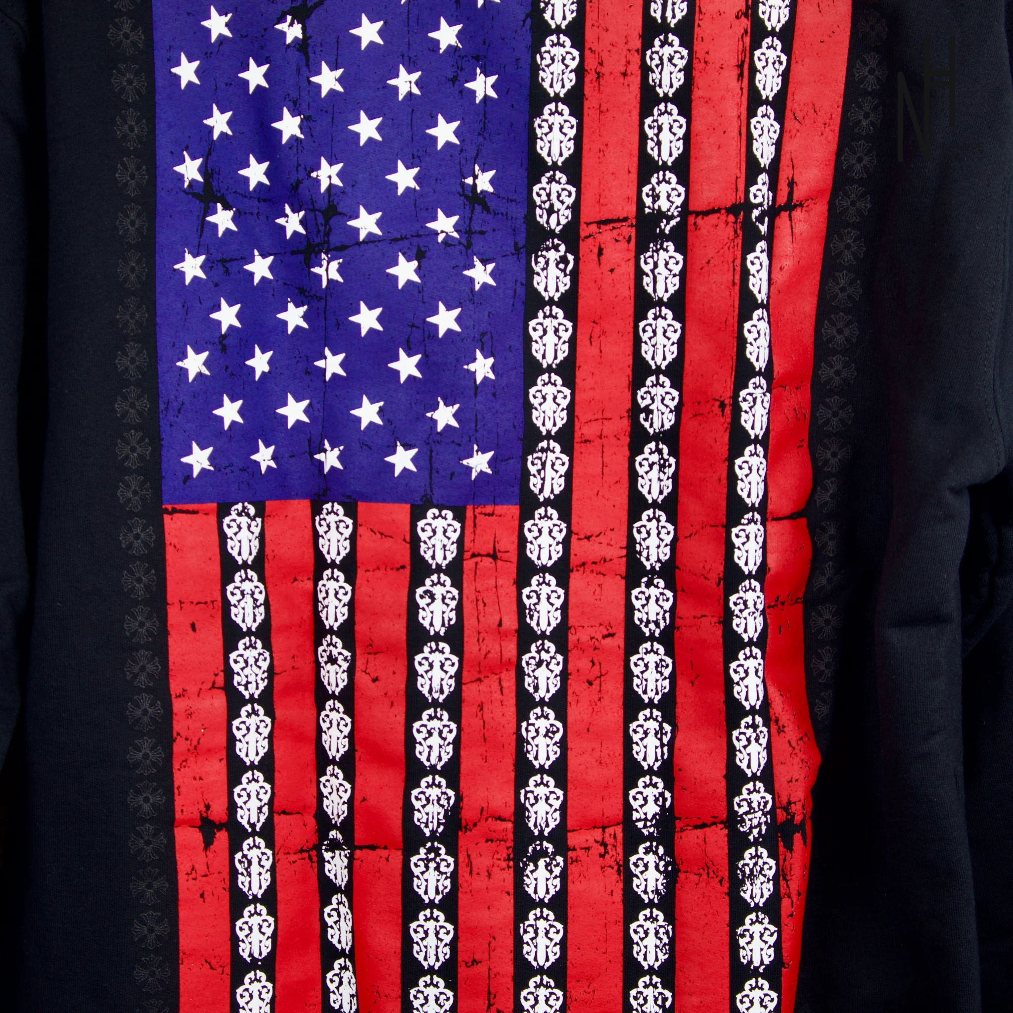 Chrome Hearts USA Flag Thermal Black Zip-up Hoodie - Image 4