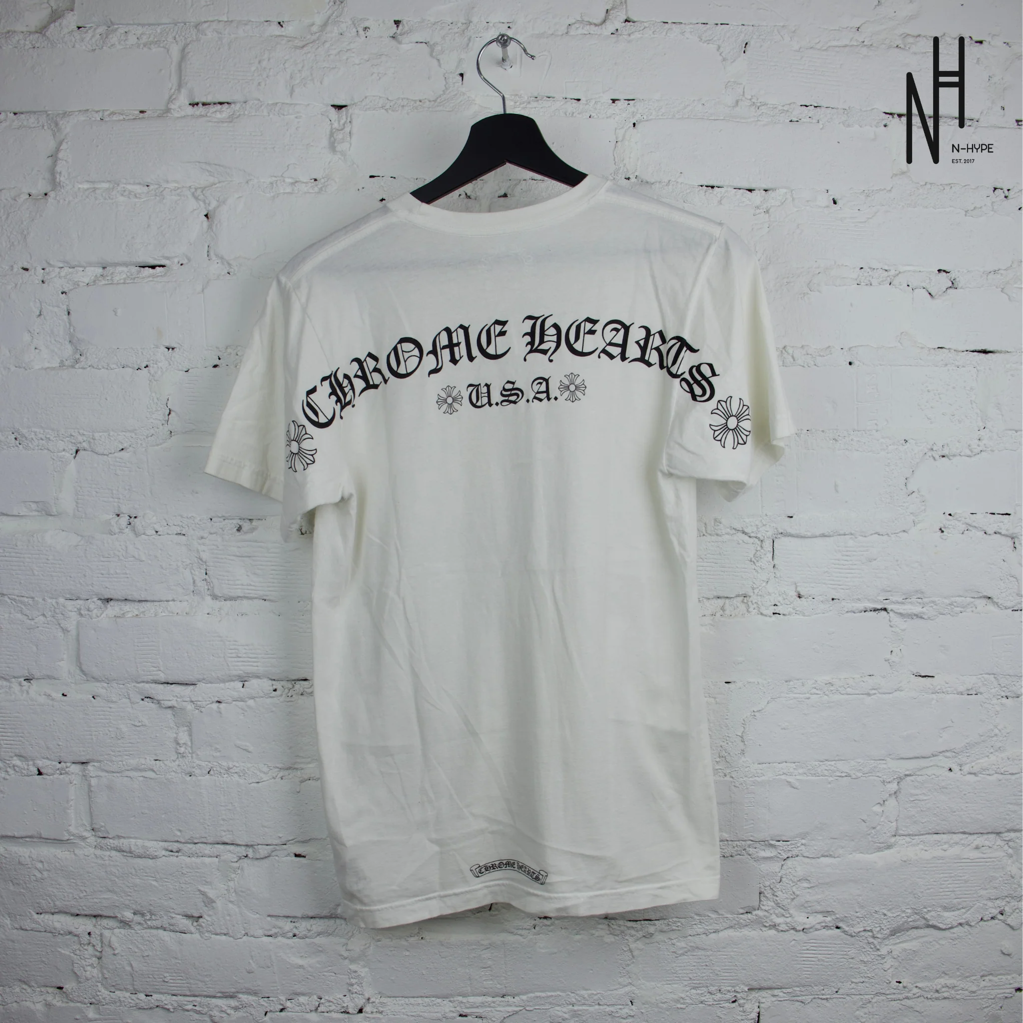 Chrome Hearts USA Script Letter White Tshirt - Image 2