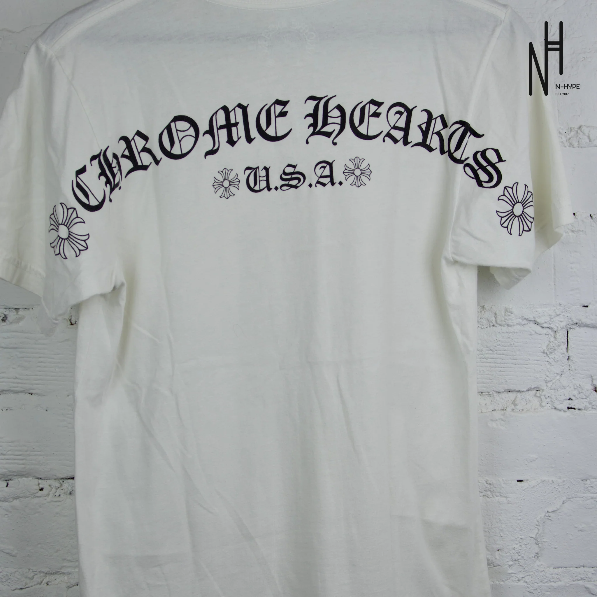 Chrome Hearts USA Script Letter White Tshirt - Image 3
