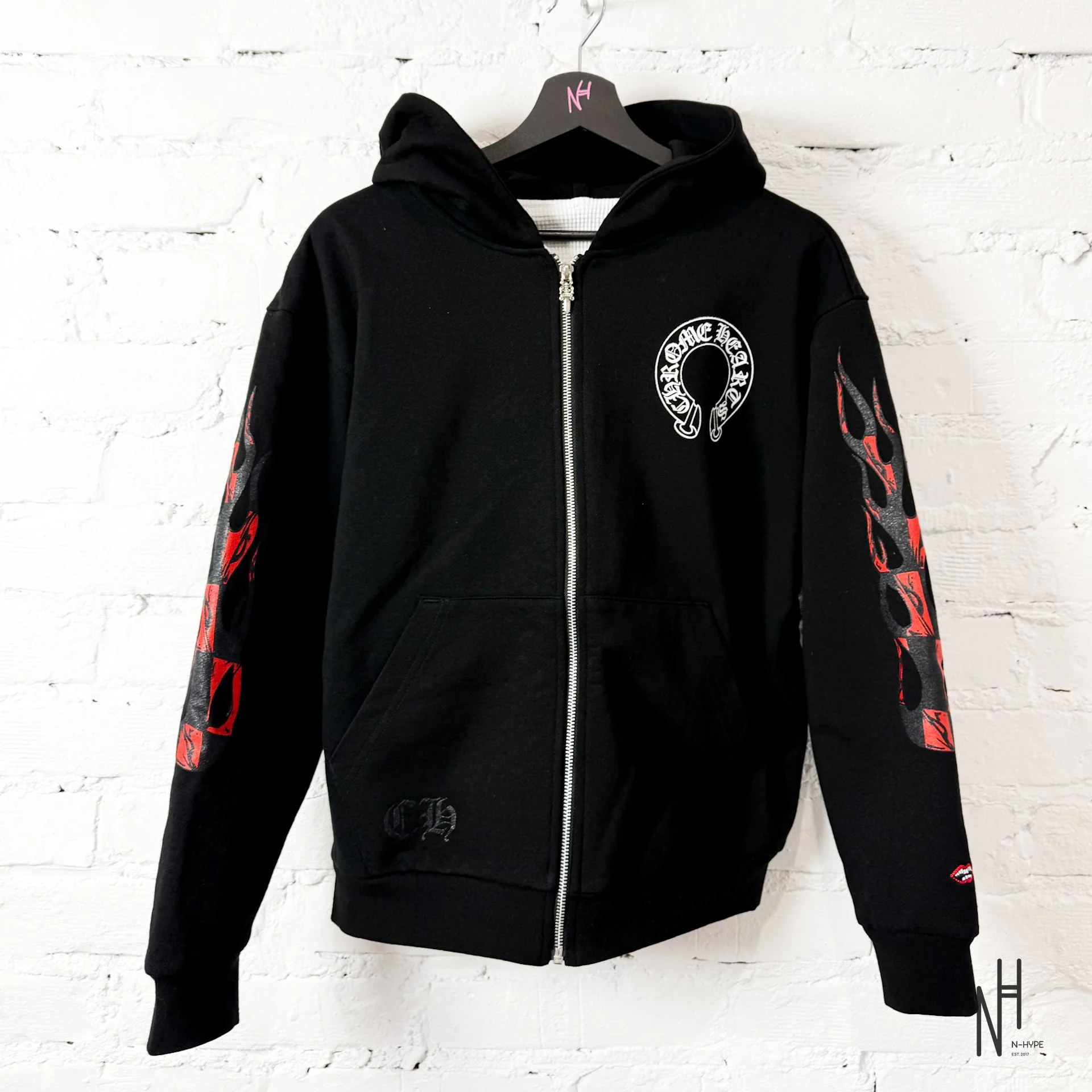 Chrome Hearts Zip Hoodie Black Red Print Sex Records