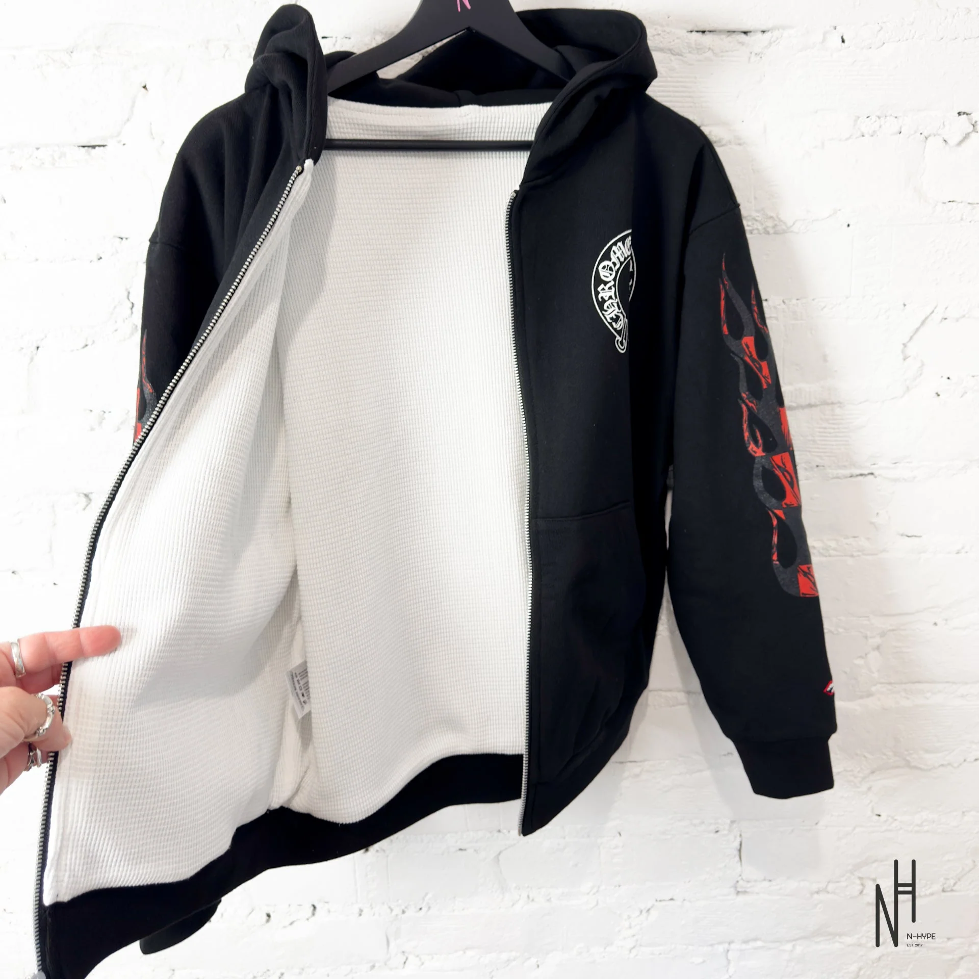 Chrome Hearts Zip Hoodie Black Red Print Sex Records - Image 4