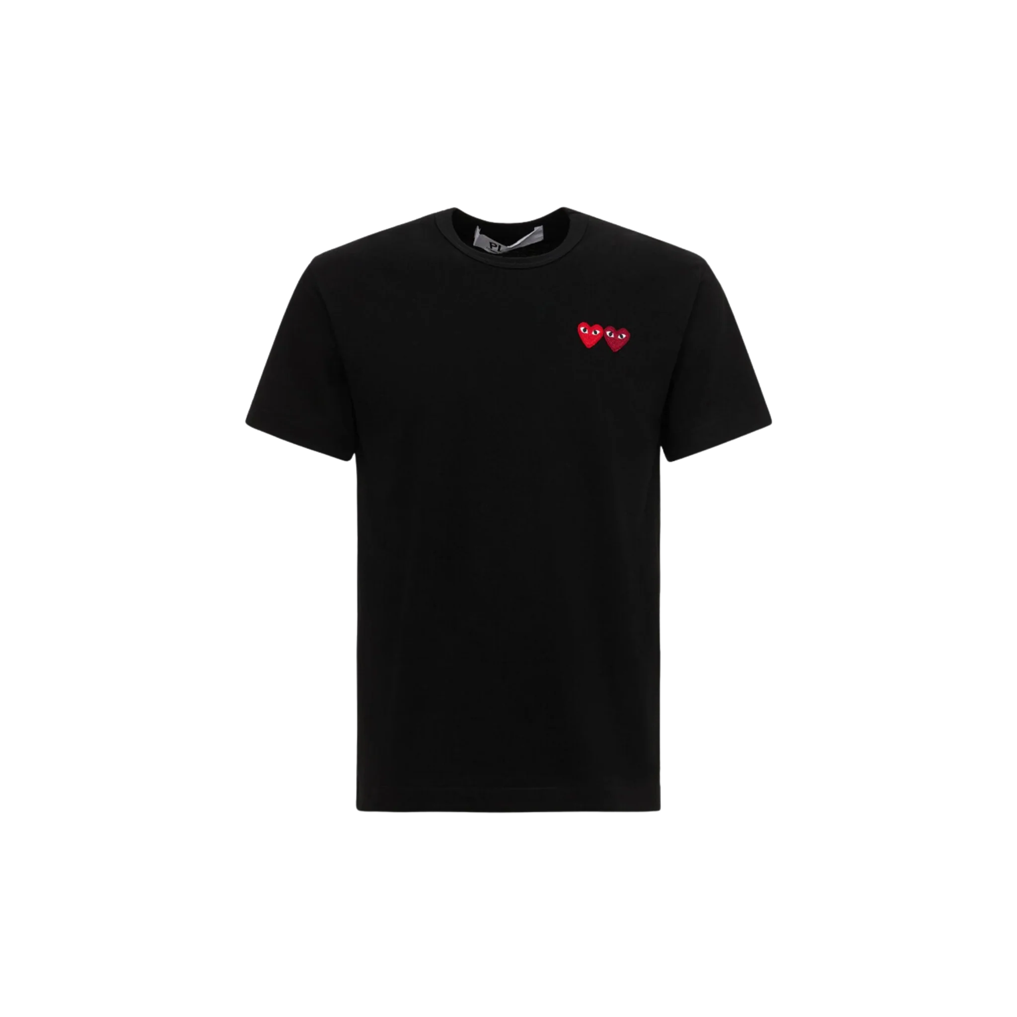 Comme des Garçons Play Double Heart Patch Cotton Jersey Black T-shirt