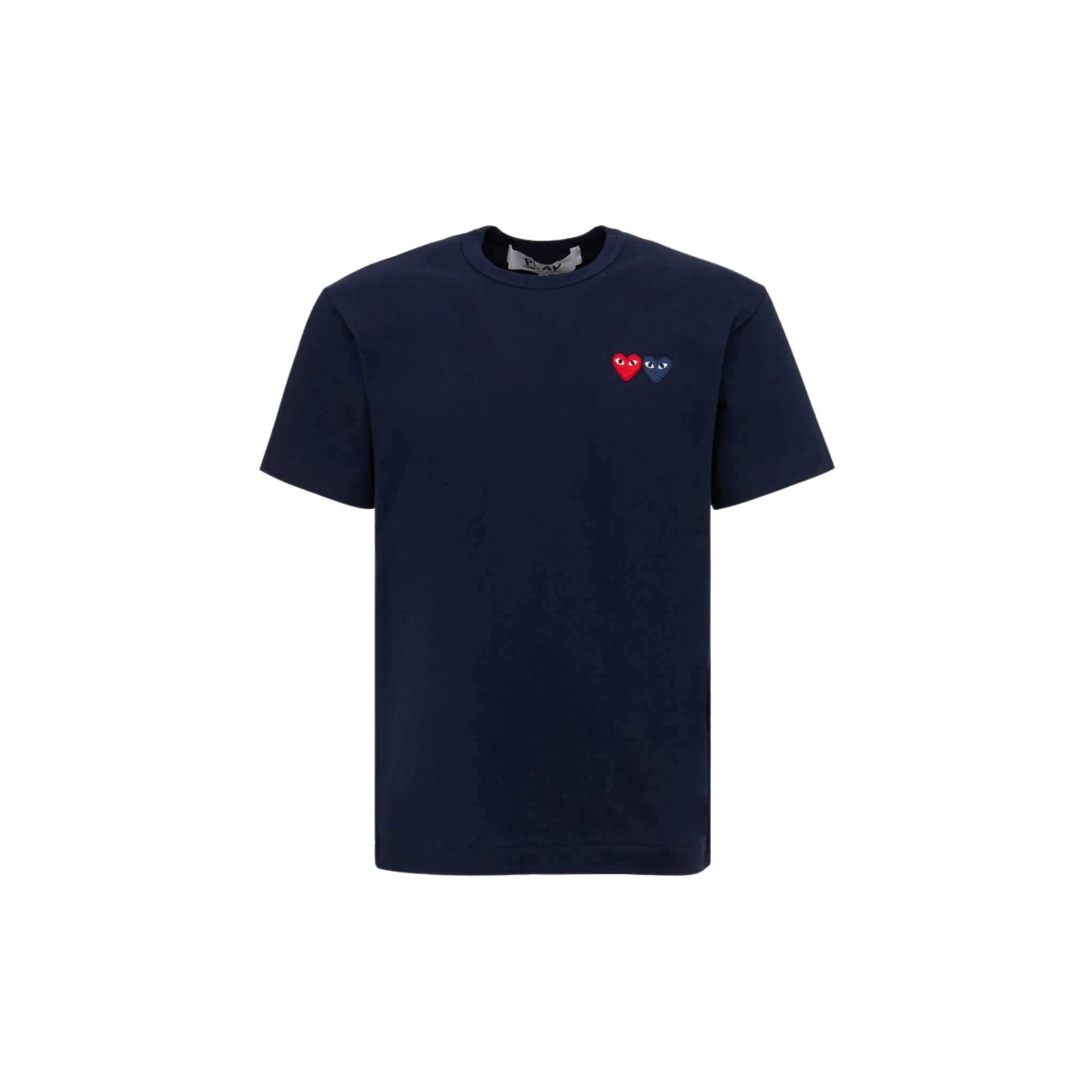 Comme des Garçons Play Double Heart Patch Cotton Jersey Navy T-shirt