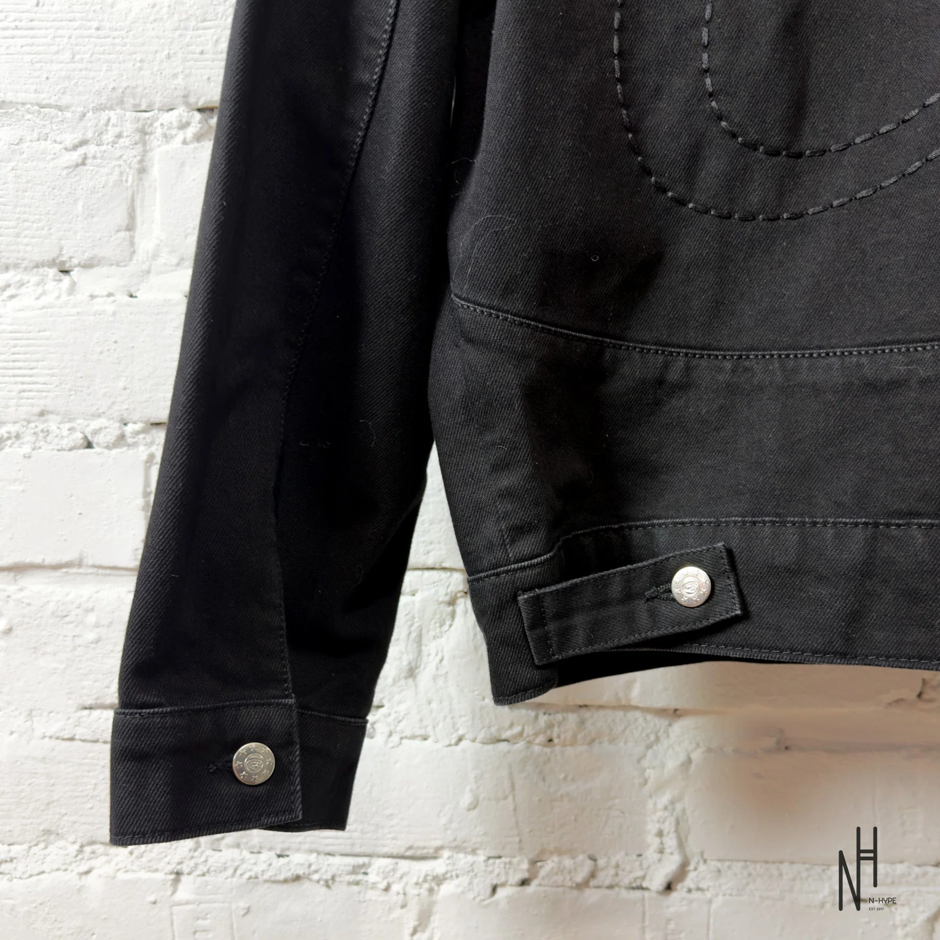 Corteiz C-Star Stitch Down Denim Jacket Black - Image 4