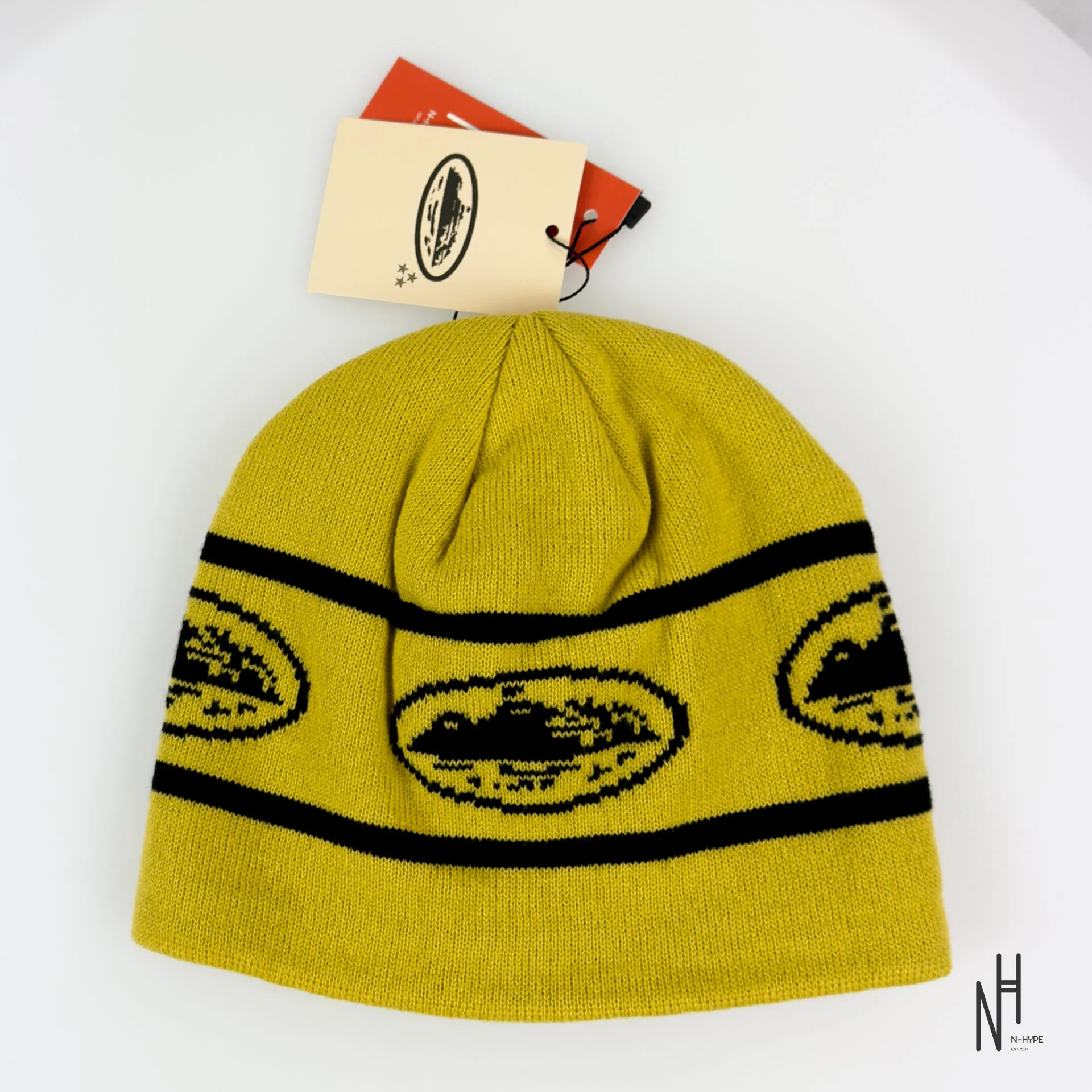 Corteiz Repeat Alcatraz Beanie Yellow/Black - Image 2