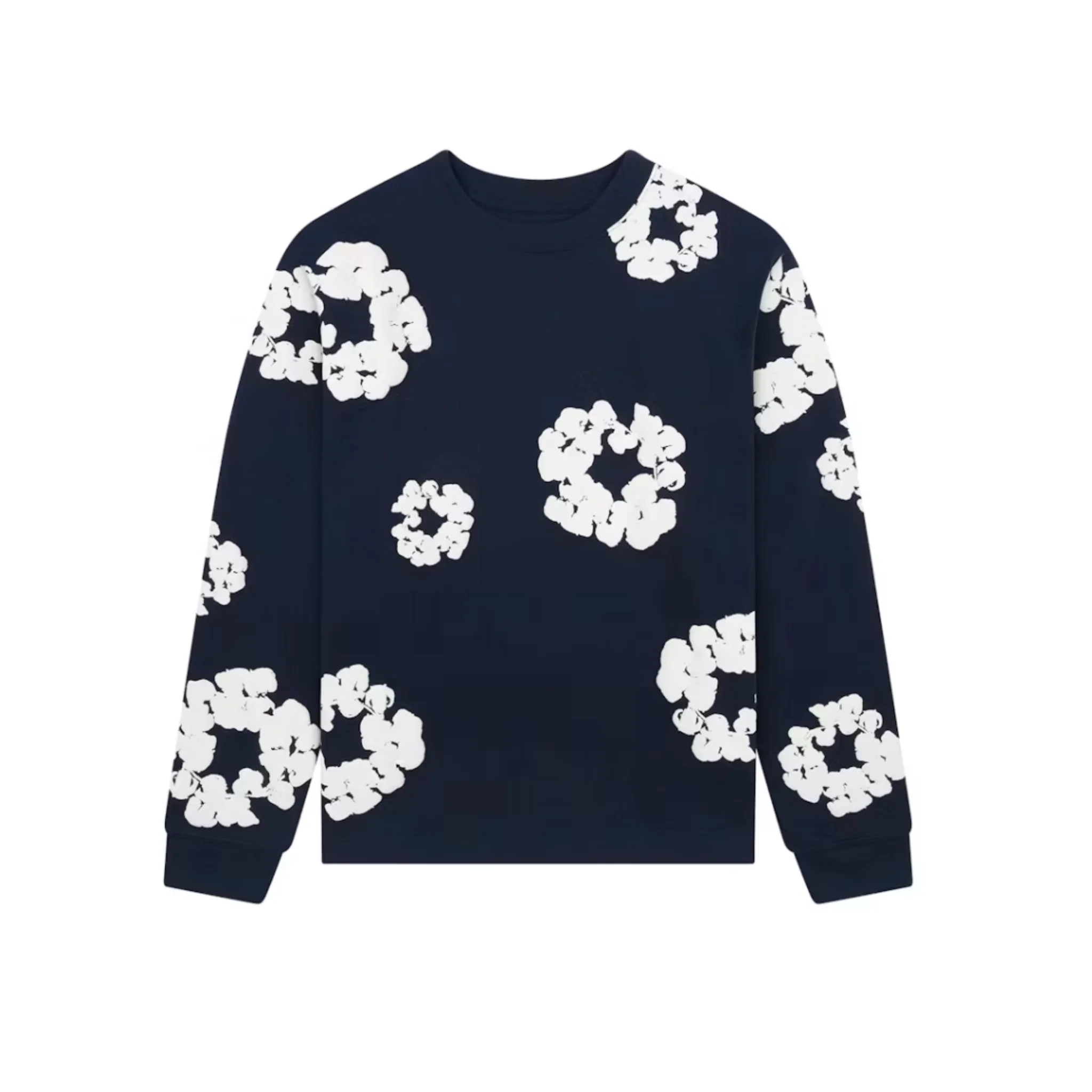 Denim Tears Long Sleeve Cotton Wreath T-shirt Navy