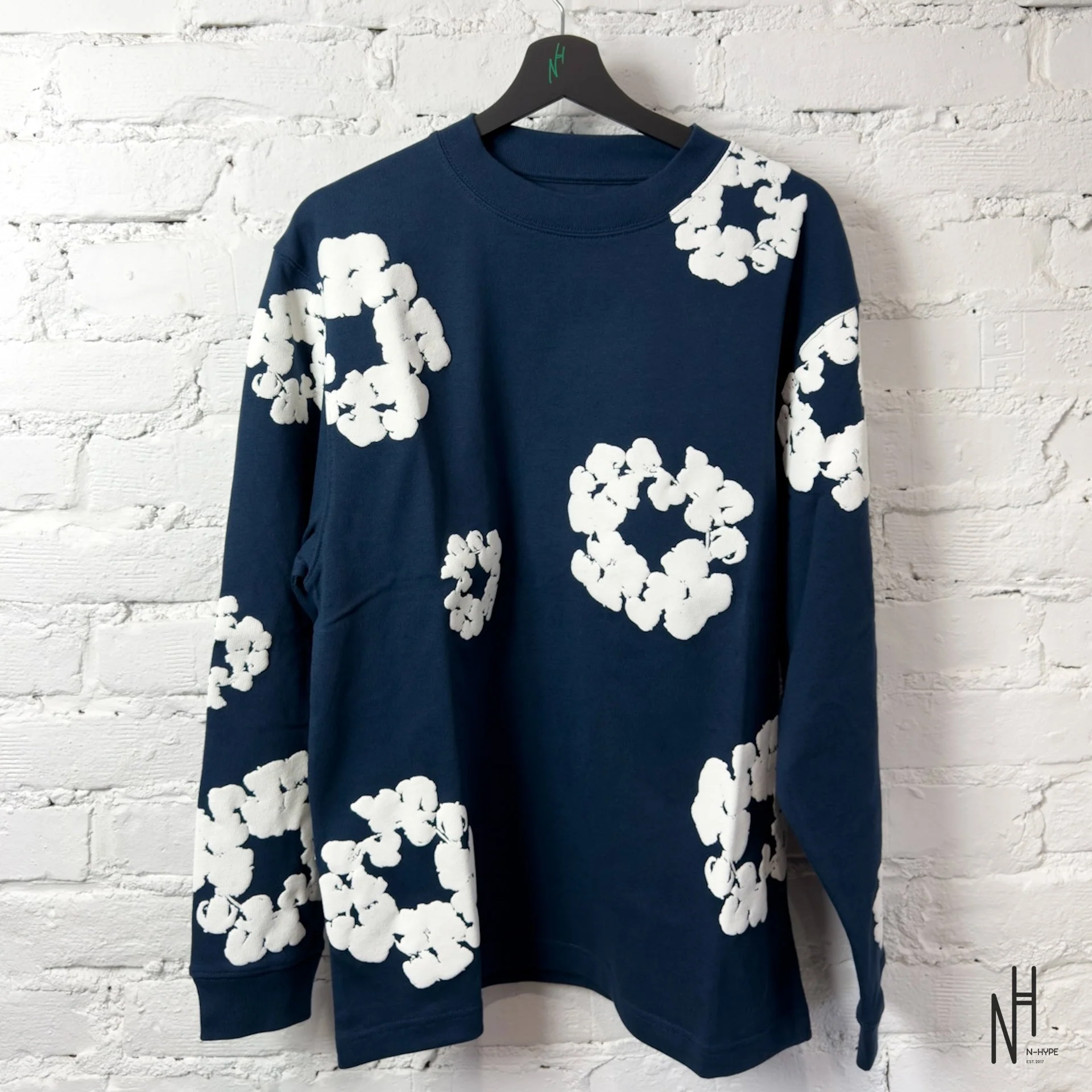 Denim Tears Long Sleeve Cotton Wreath T-shirt Navy - Image 2