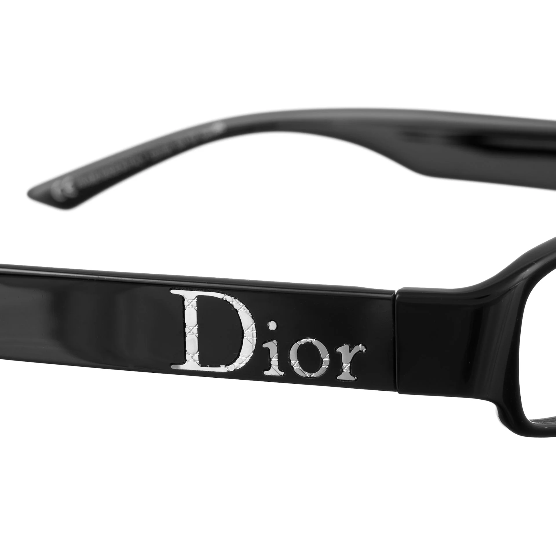 Dior 00s Black Classic Plastic Glasses with Big Silver Logo - Image 3