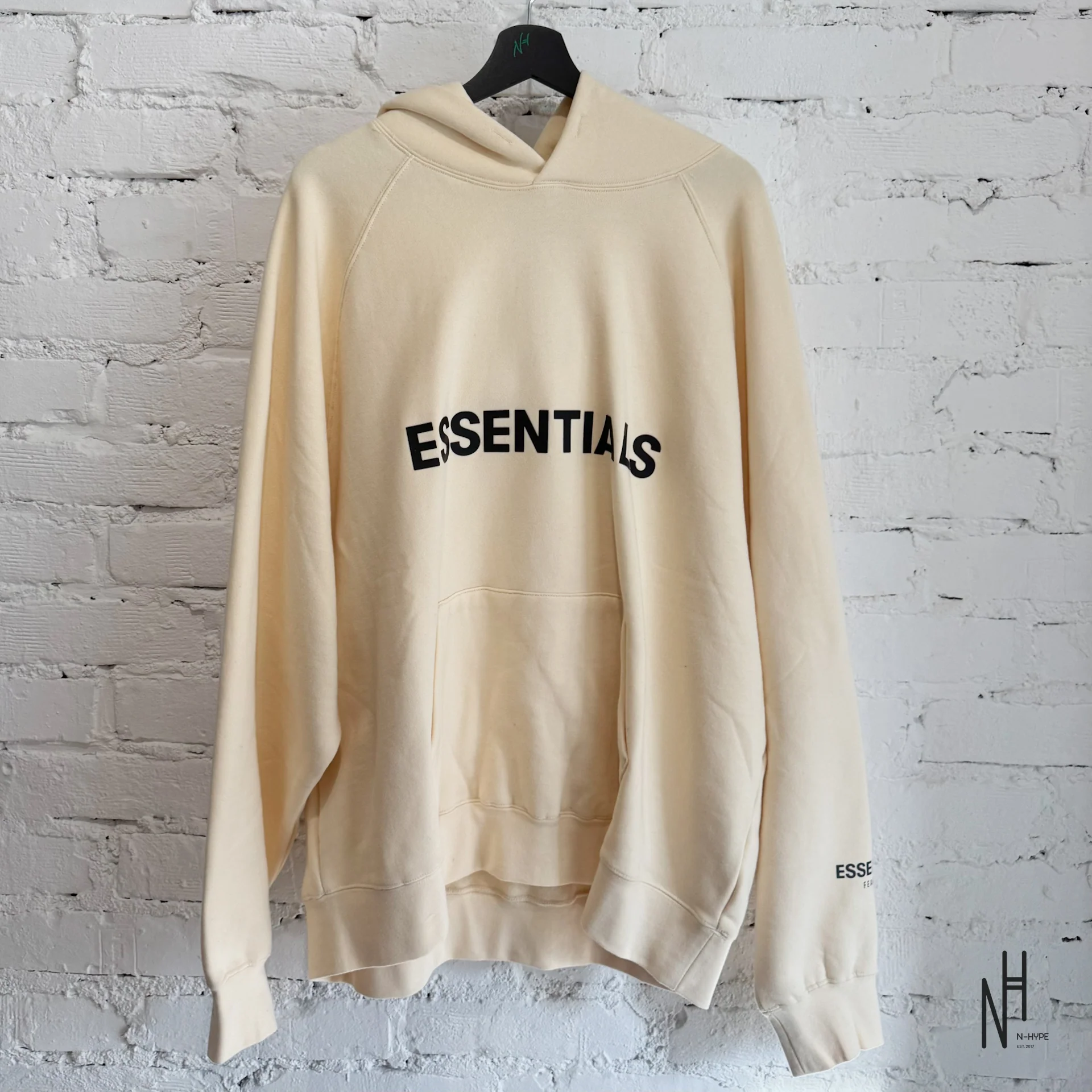 Essentials Applique Logo Hoodie Cream - Image 3
