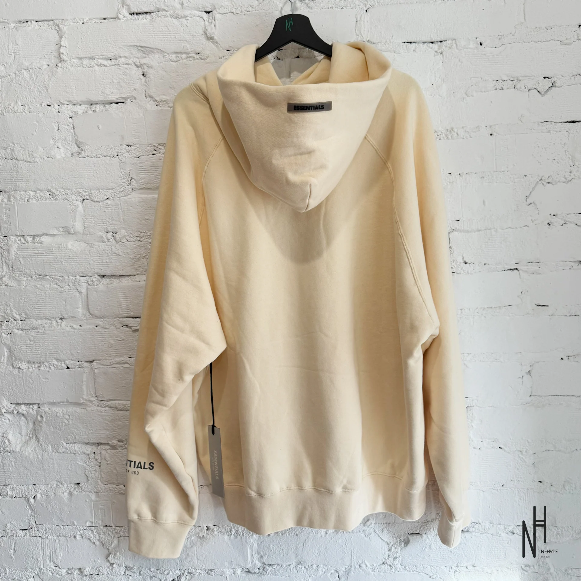 Essentials Applique Logo Hoodie Cream - Image 4