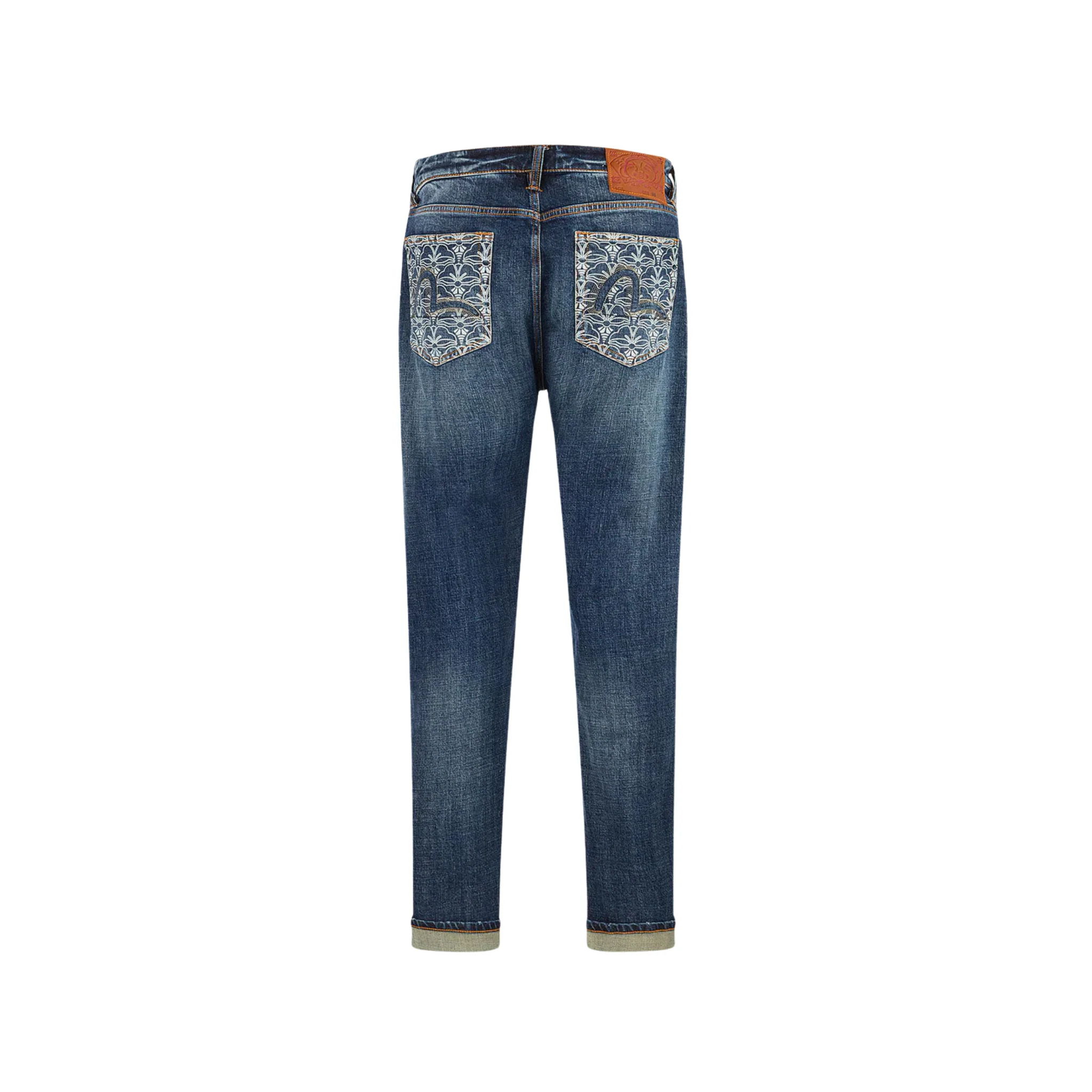 Evisu Allover Kamon Print and Seagull Embroidery pockets Fashion Fit Jeans