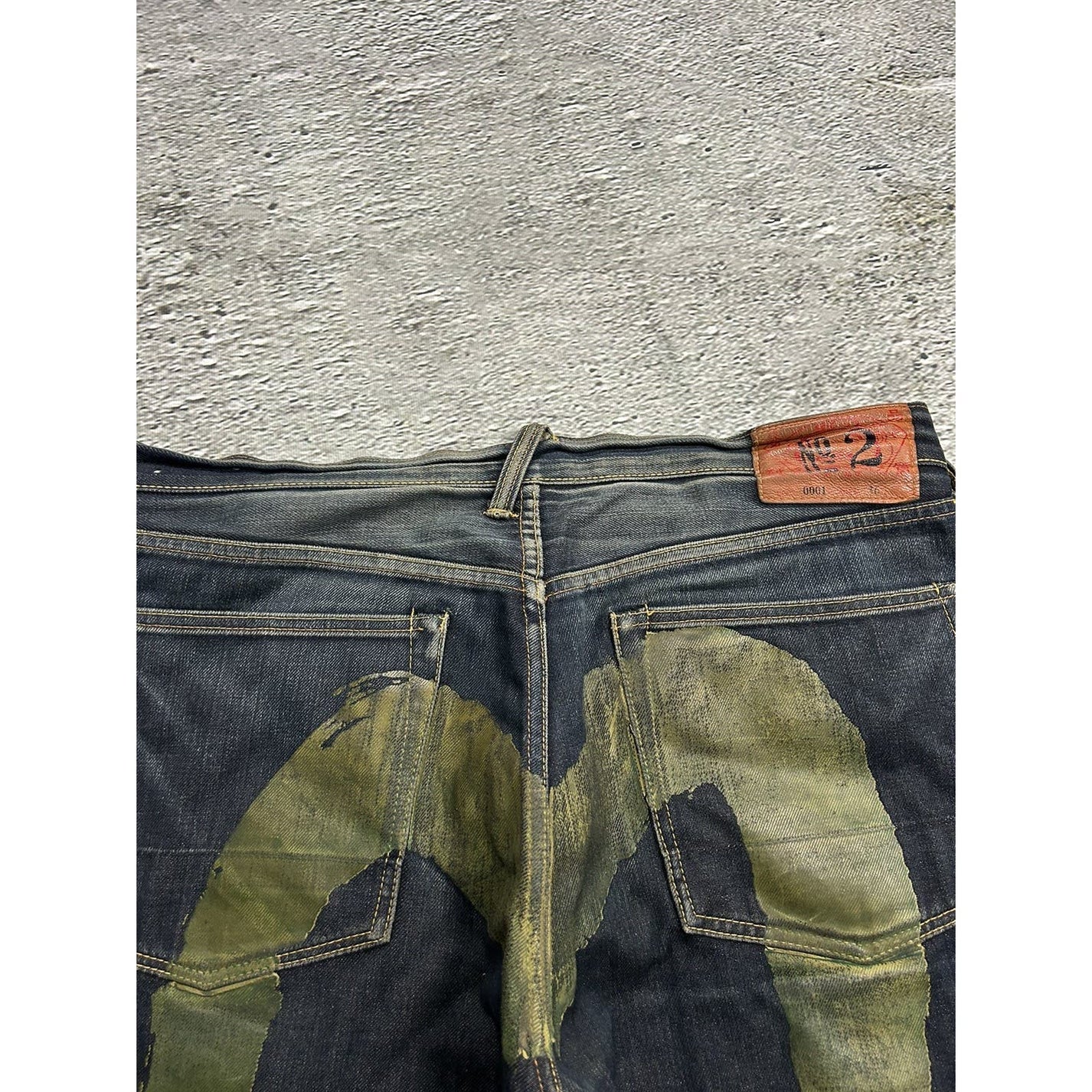 Evisu Daicock Big Logo Jeans Green Selvedge Denim Navy - Image 3