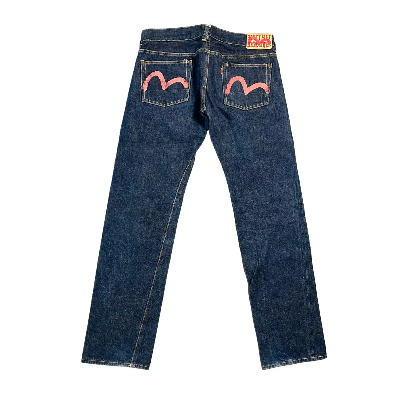 Evisu Donna Vintage Navy Jeans Pink Seagull Selvedge Japan