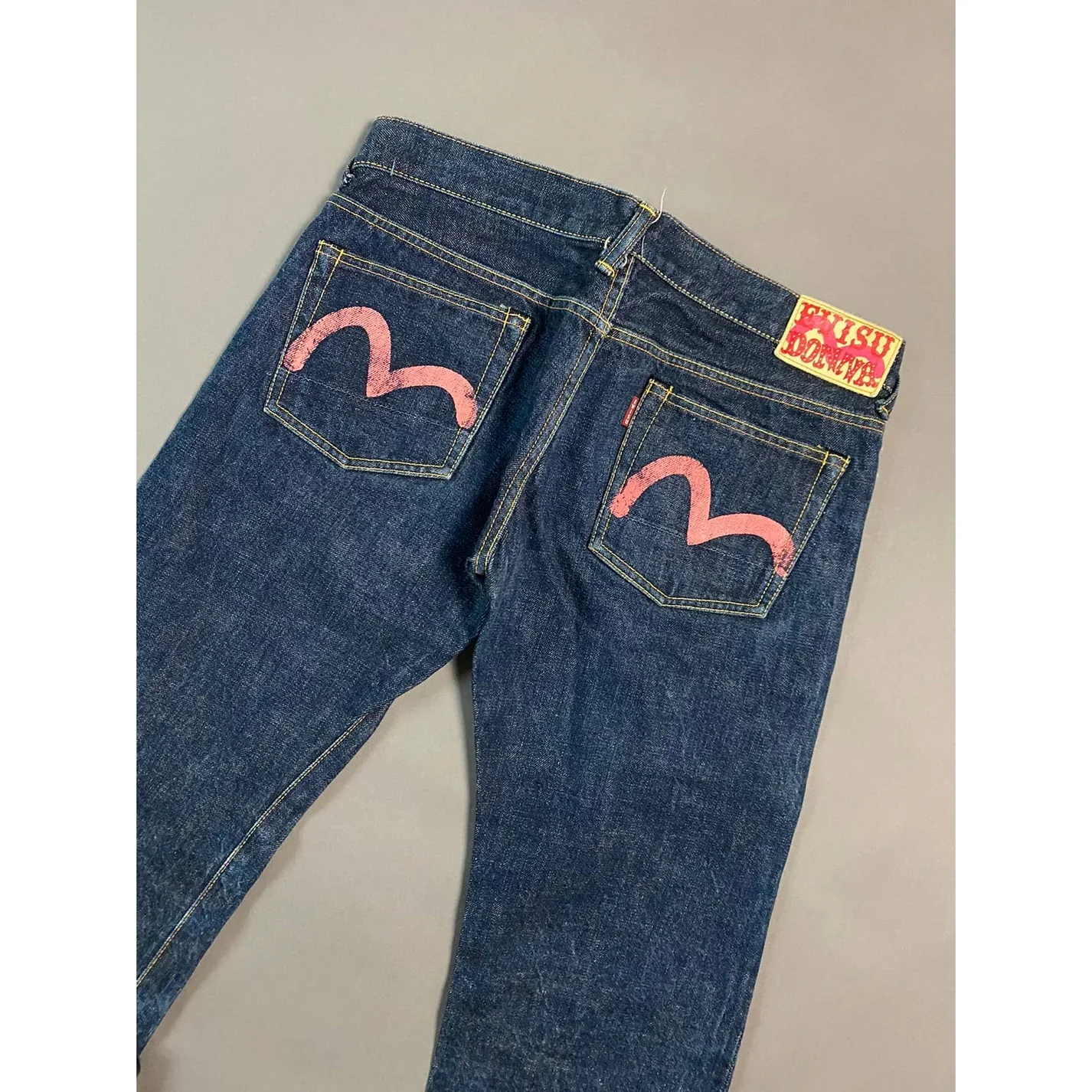 Evisu Donna Vintage Navy Jeans Pink Seagull Selvedge Japan - Image 3