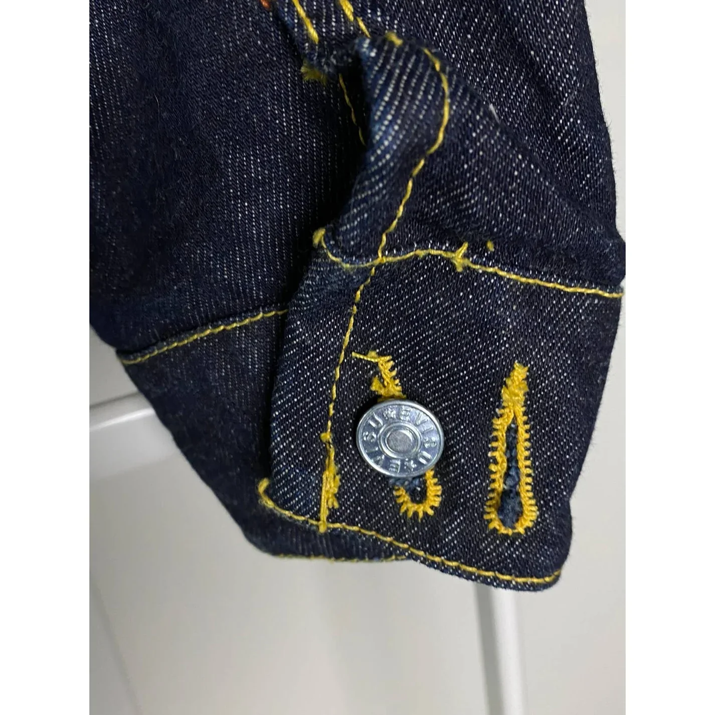 Evisu Japan Vintage Denim Jacket Yellow Seagulls - Image 3