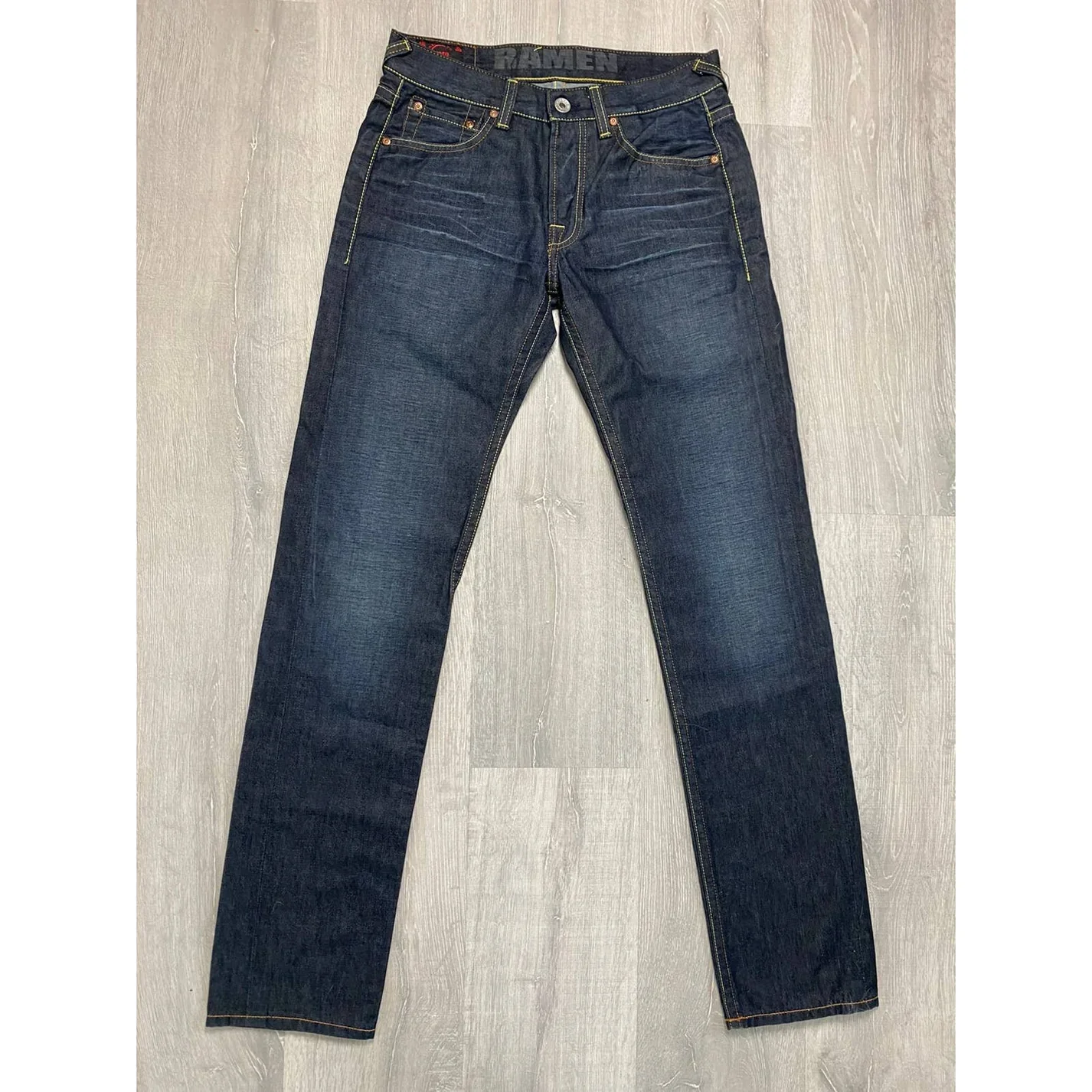 Evisu Jeans EU ED Vintage Navy Raw Denim Yellow Seagulls - Image 2