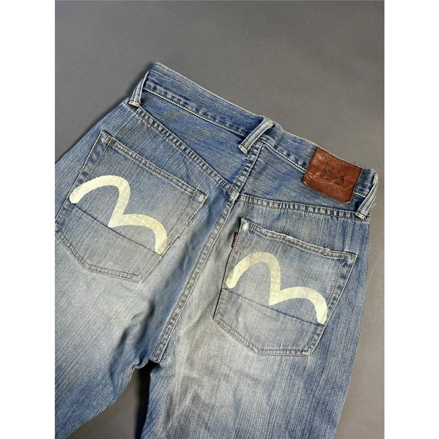 Evisu Jeans Vintage Japanese Denim Pants Seagulls Baby Blue - Image 3