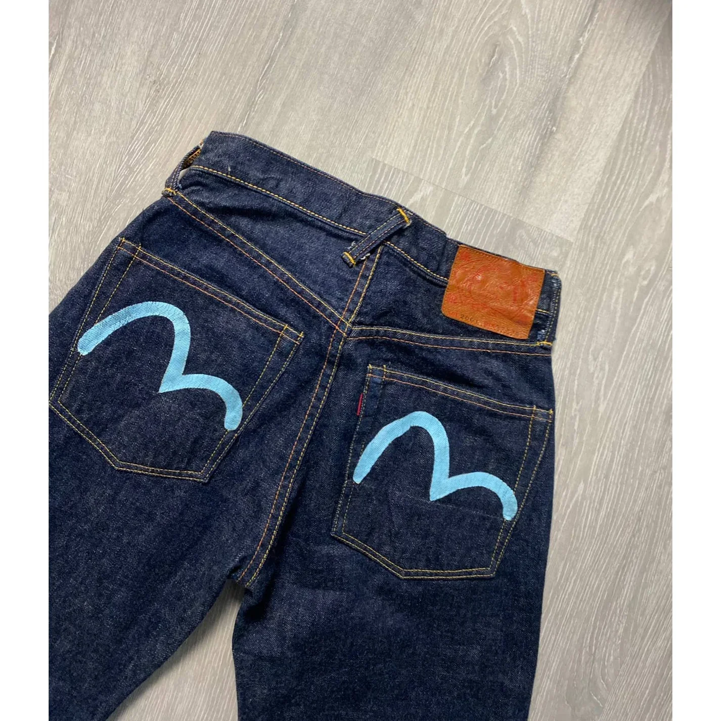 Evisu Jeans Vintage Navy Baby Blue Seagulls Selvedge Japan - Image 3