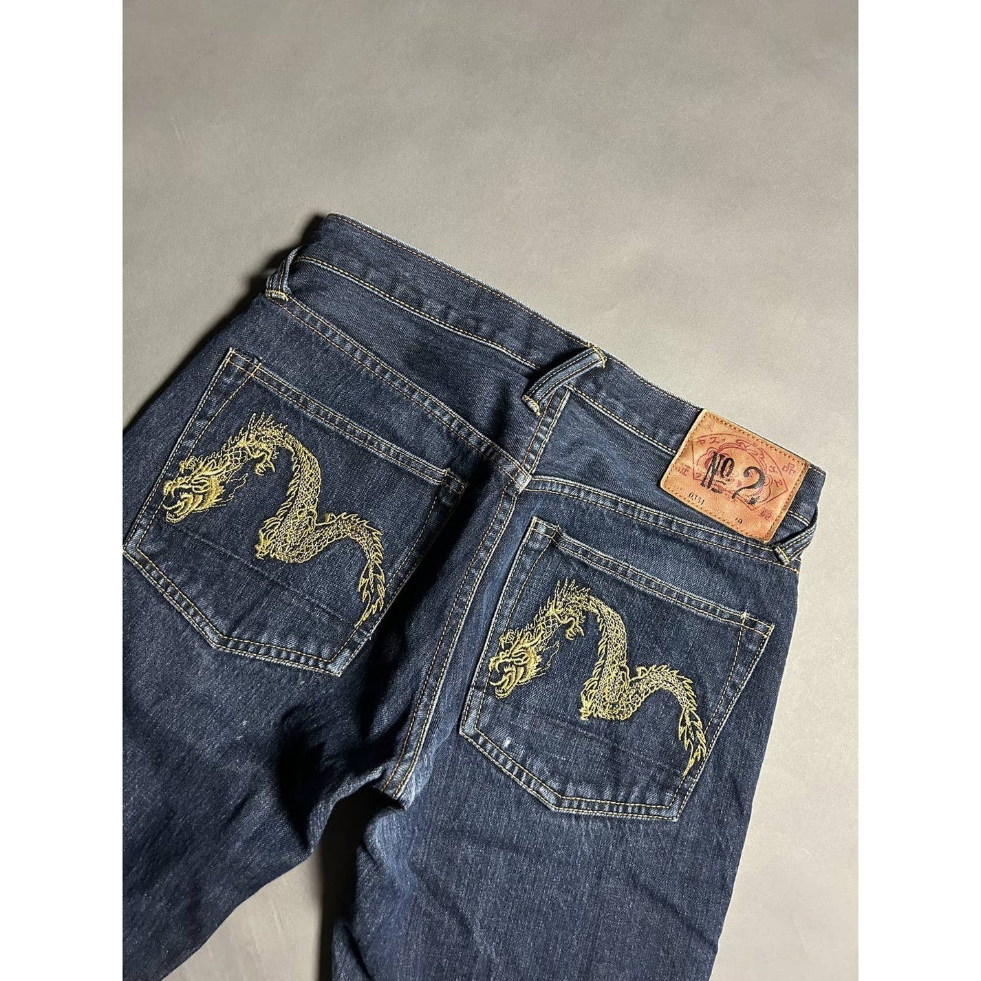 Evisu Jeans Vintage Navy Gold Dragon Seagull Selvedge Denim - Image 3