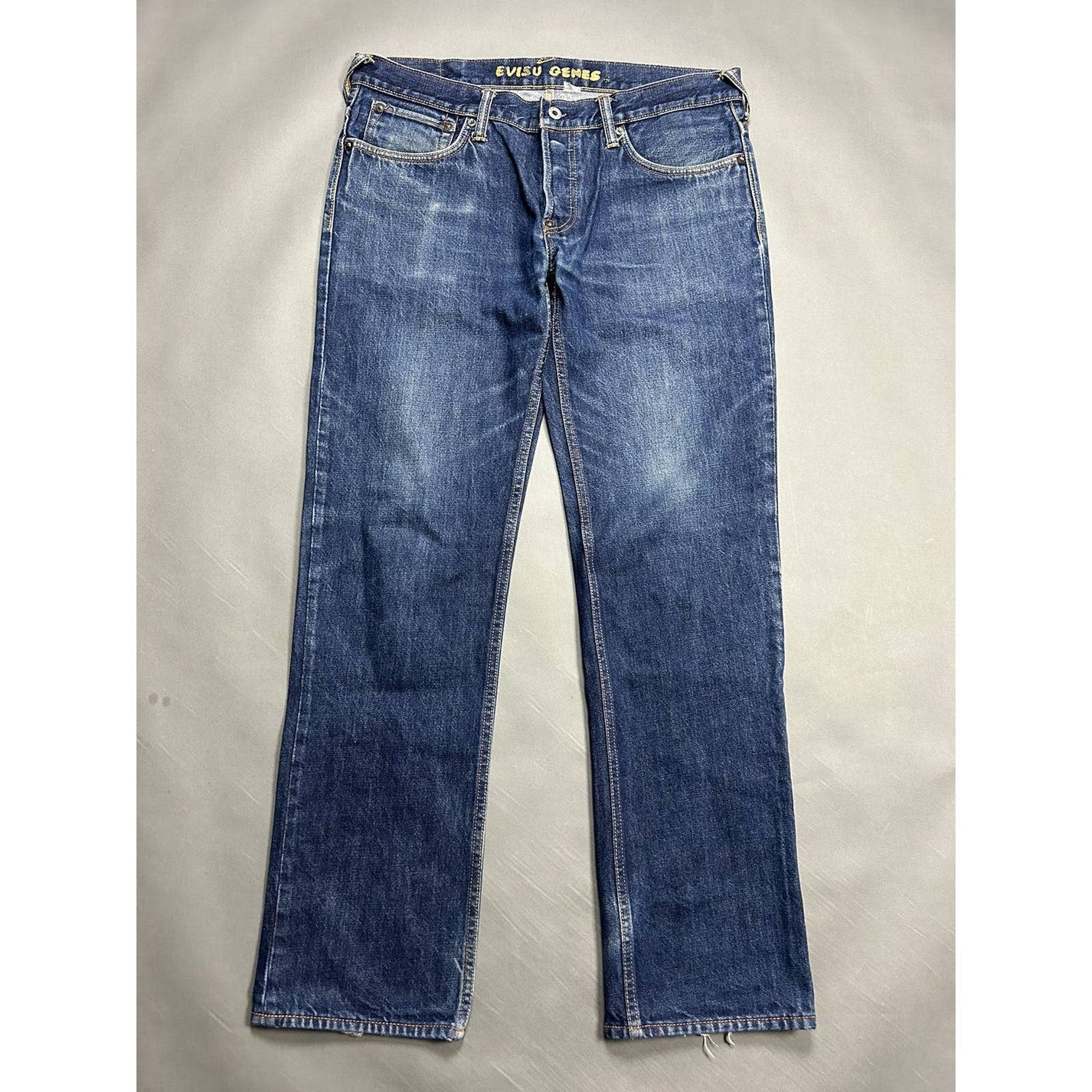 Evisu Jeans Vintage Selvedge Denim Navy White Seagulls Genes - Image 2