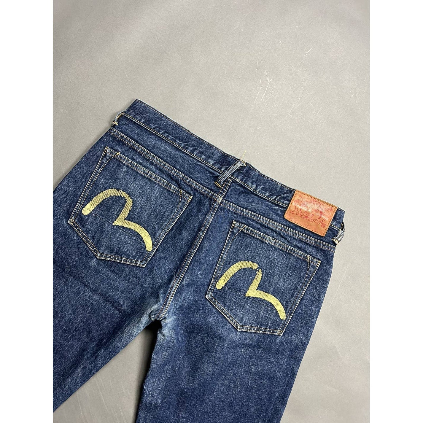Evisu Jeans Vintage Selvedge Denim Navy White Seagulls Genes - Image 4
