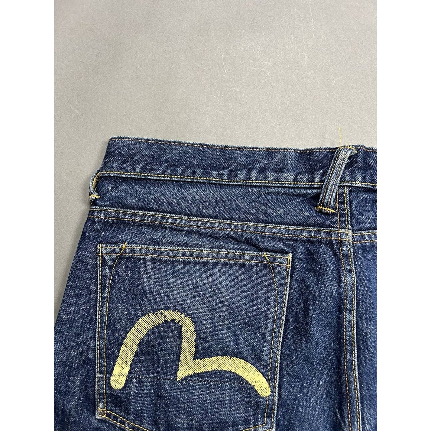 Evisu Jeans Vintage Selvedge Denim Navy White Seagulls Genes - Image 5
