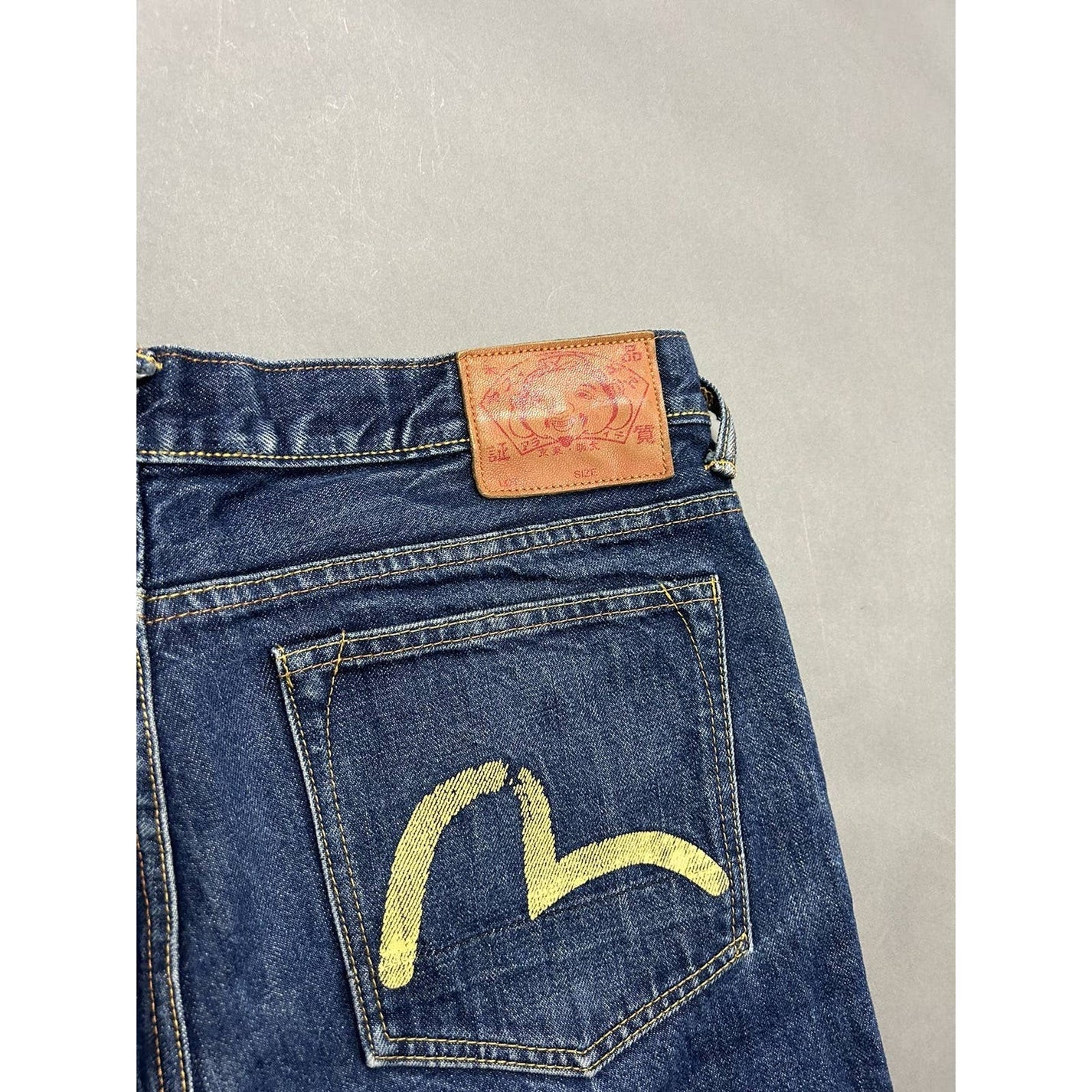 Evisu Jeans Vintage Selvedge Denim Navy White Seagulls Genes - Image 6