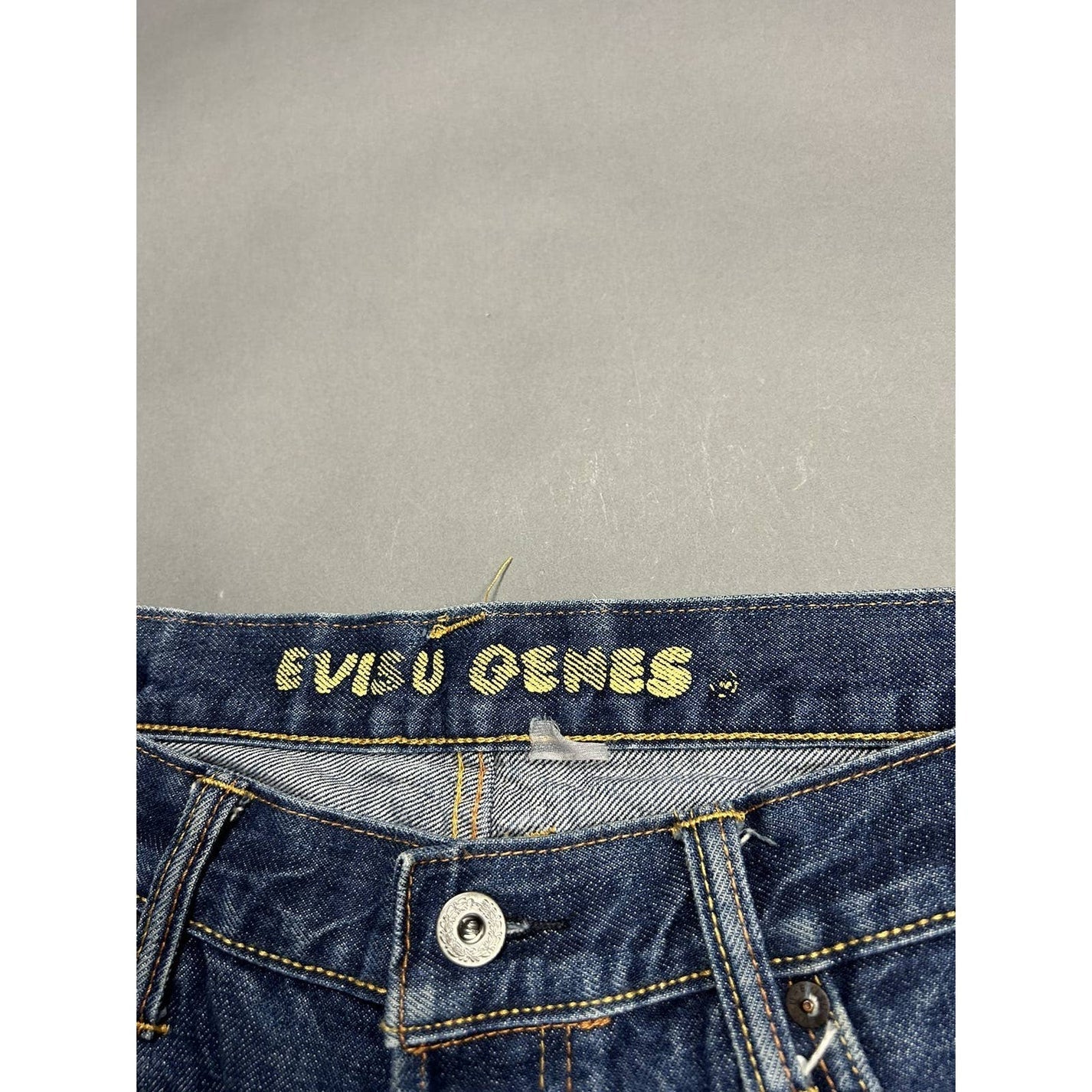 Evisu Jeans Vintage Selvedge Denim Navy White Seagulls Genes - Image 9