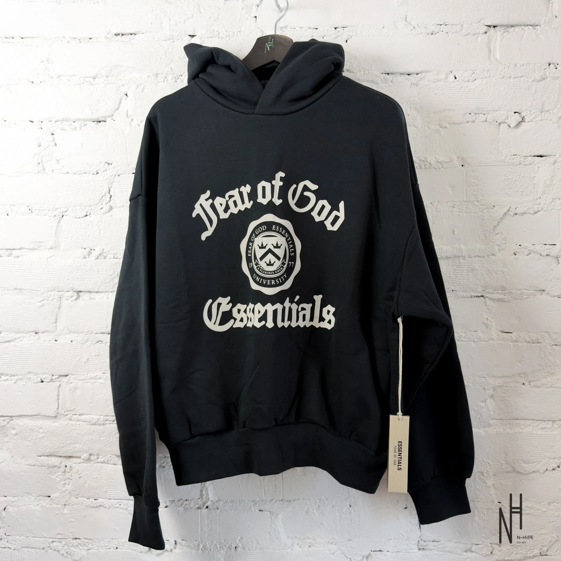 Fear of God Essentials Heavy Fleece Vintage Shrunken Hoodie Black