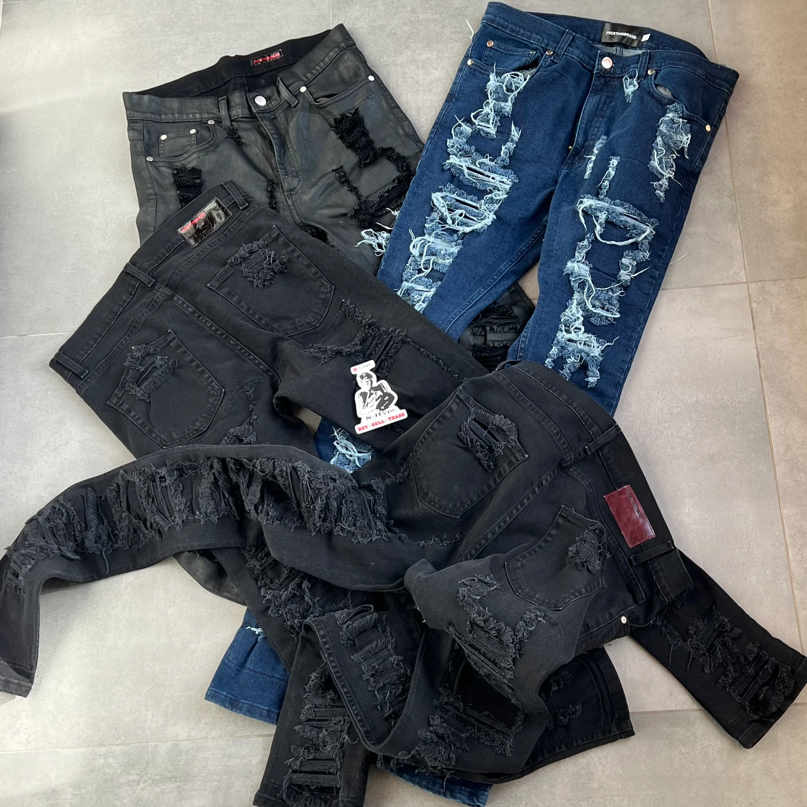 FVCKTHISBRAND Distressed Denim Black - Image 3