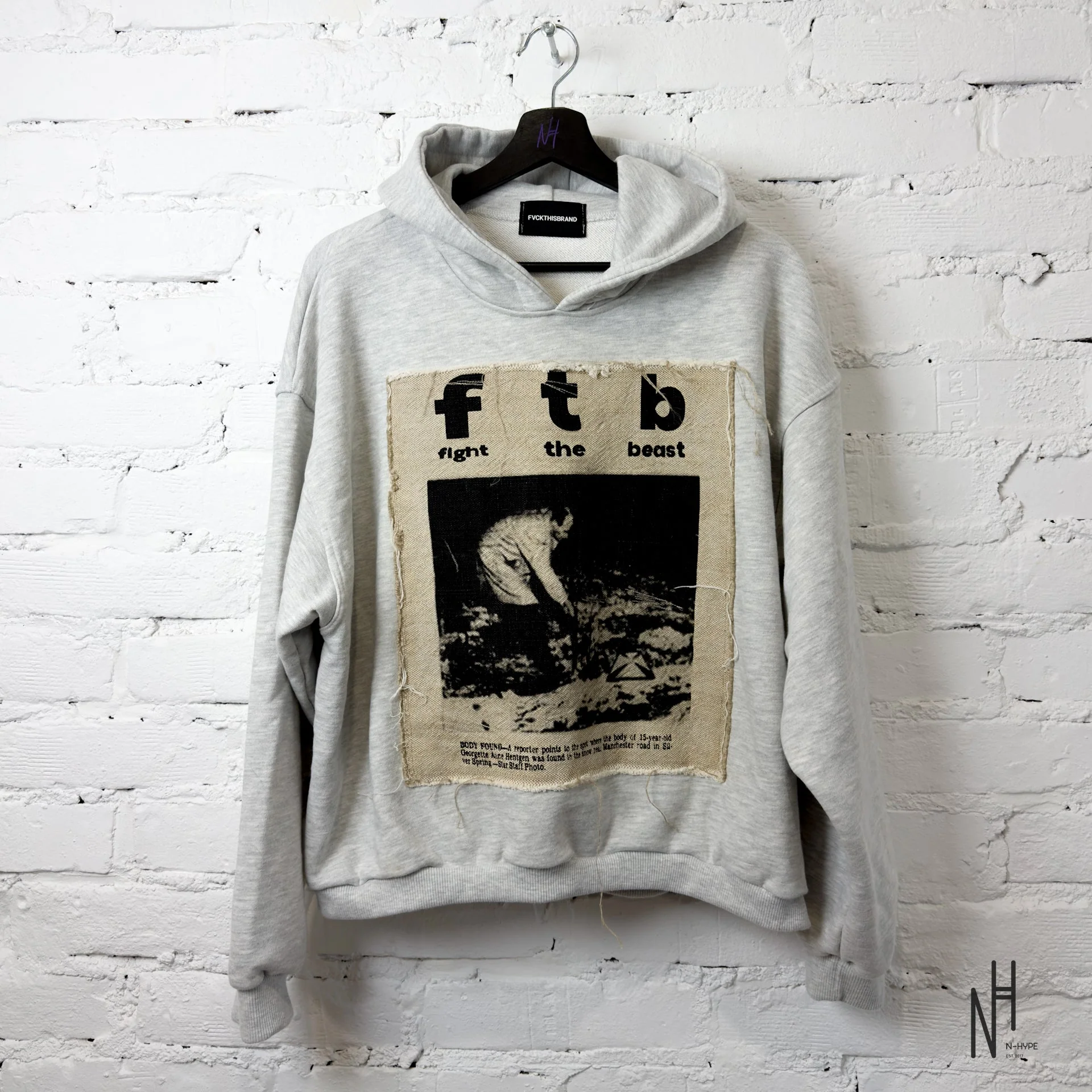 FVCKTHISBRAND FIGHT THE BEAST HOODIE GREY