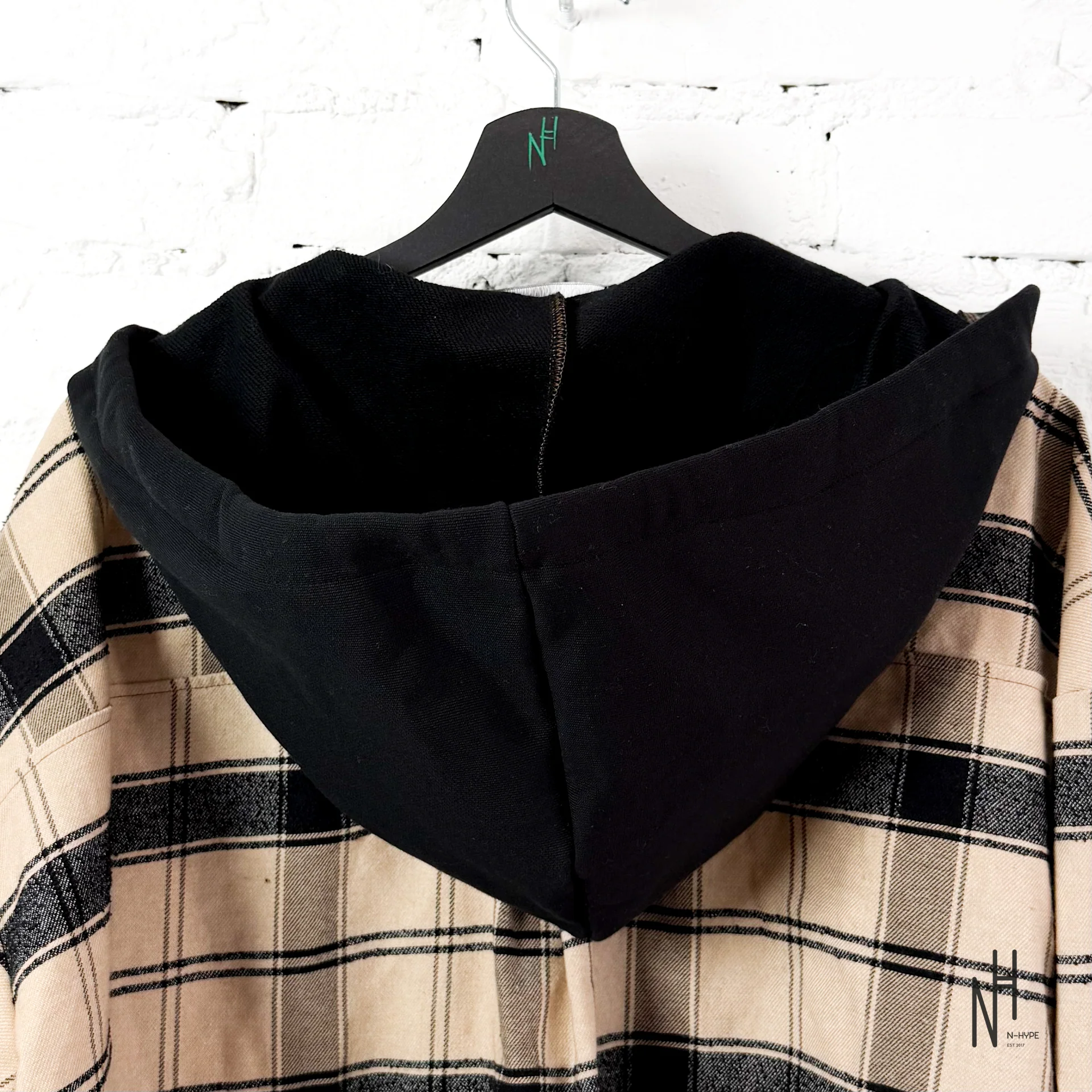 FVCKTHISBRAND FLANEL HOODIE BEIGE - Image 4