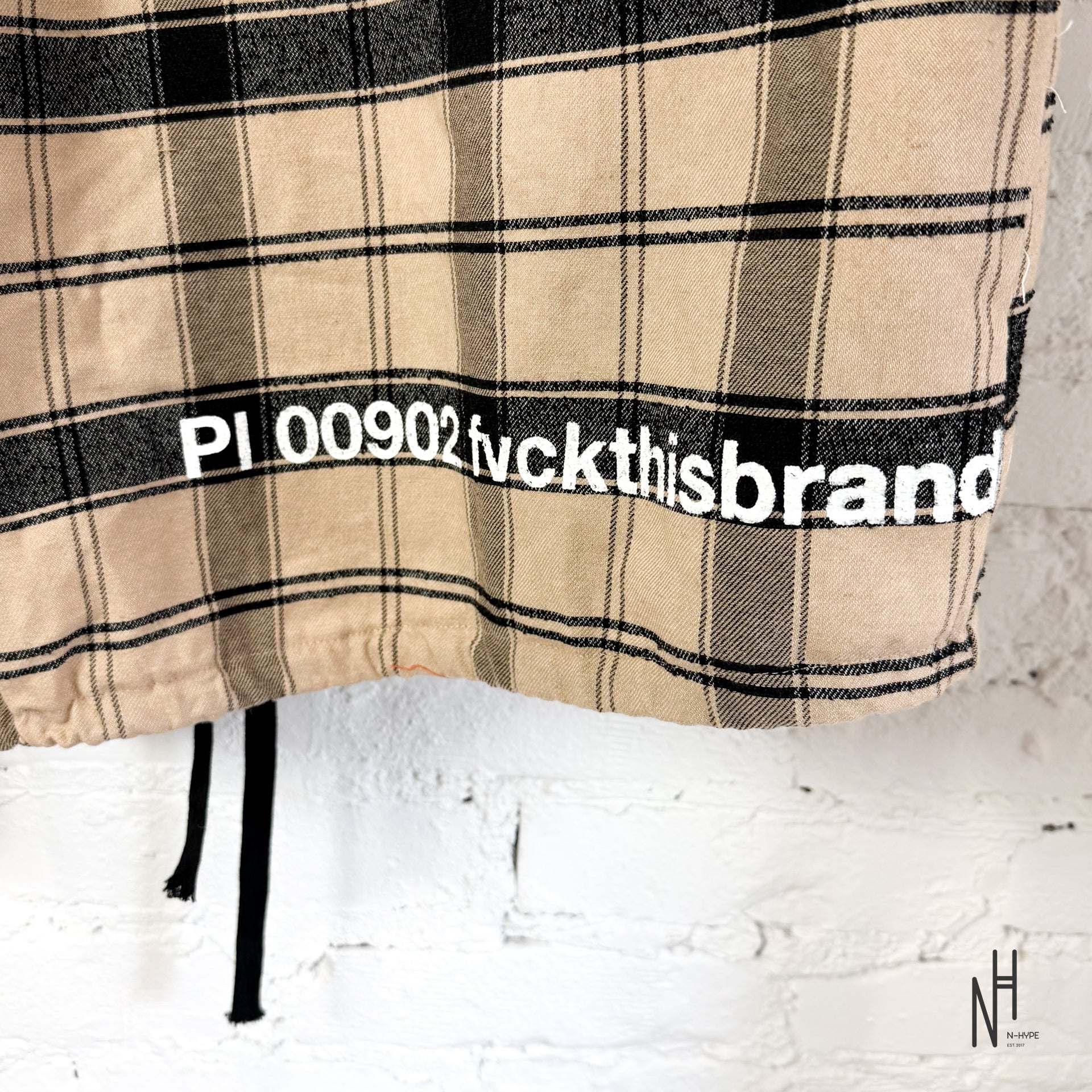 FVCKTHISBRAND FLANEL HOODIE BEIGE - Image 5